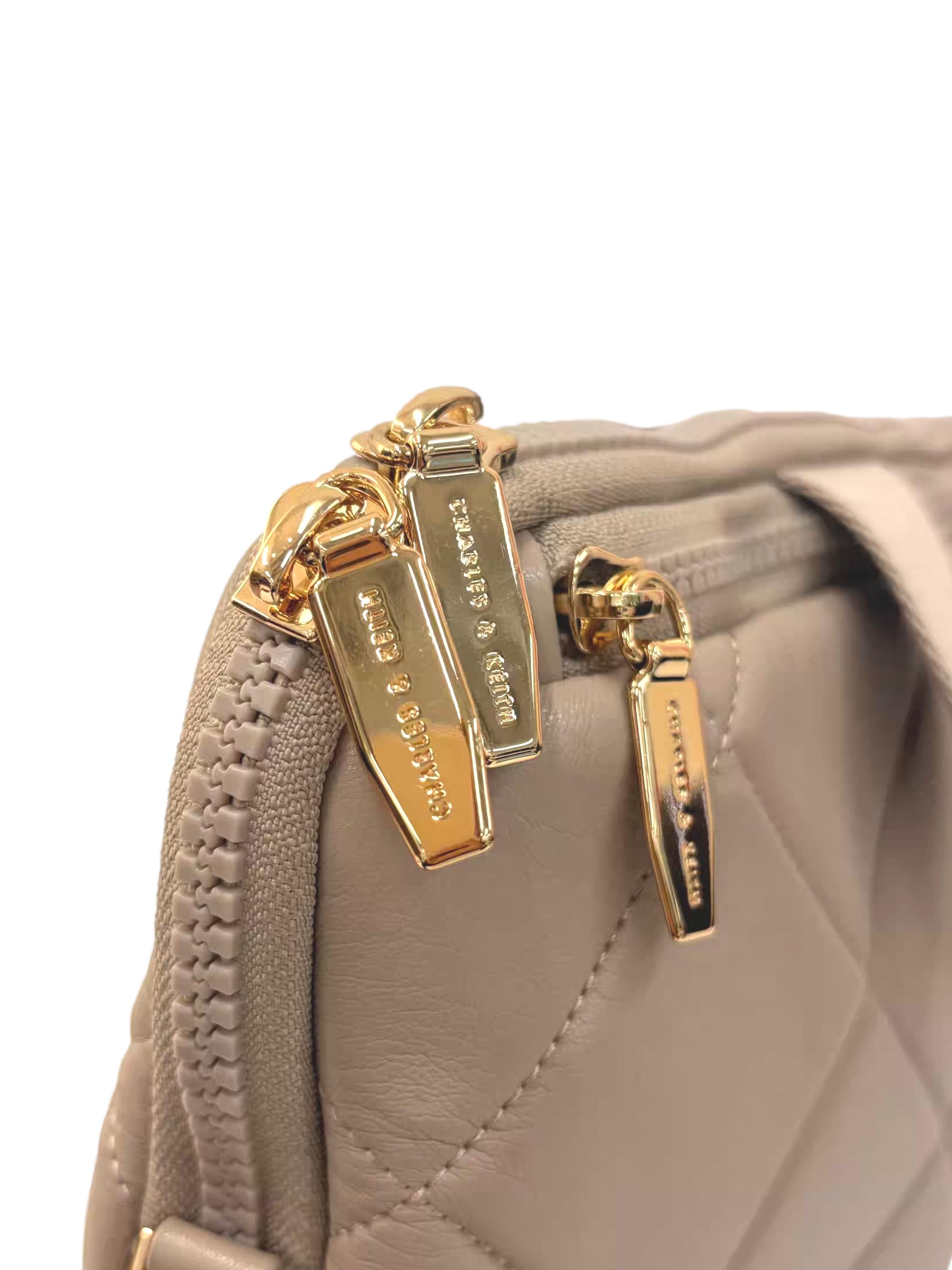 Beige Quilted Laptop Bag