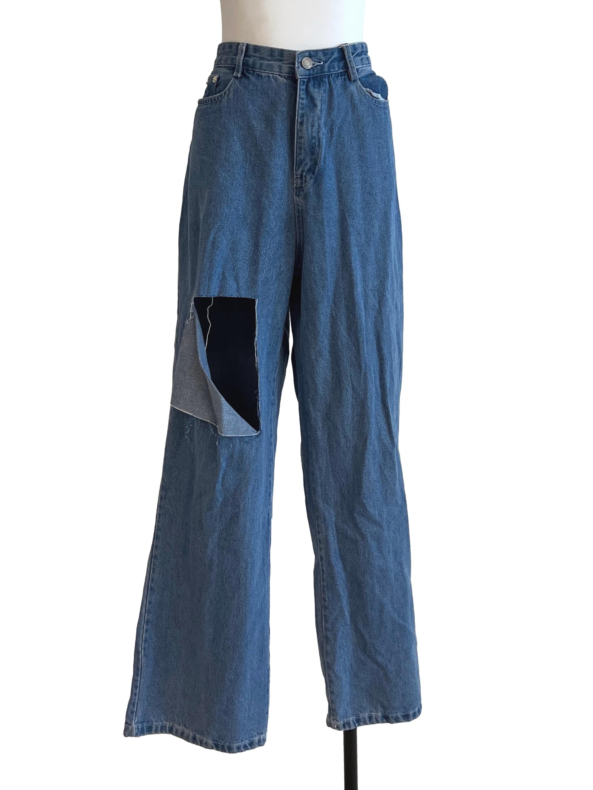 Mid Wash Blue Wide Leg Jeans