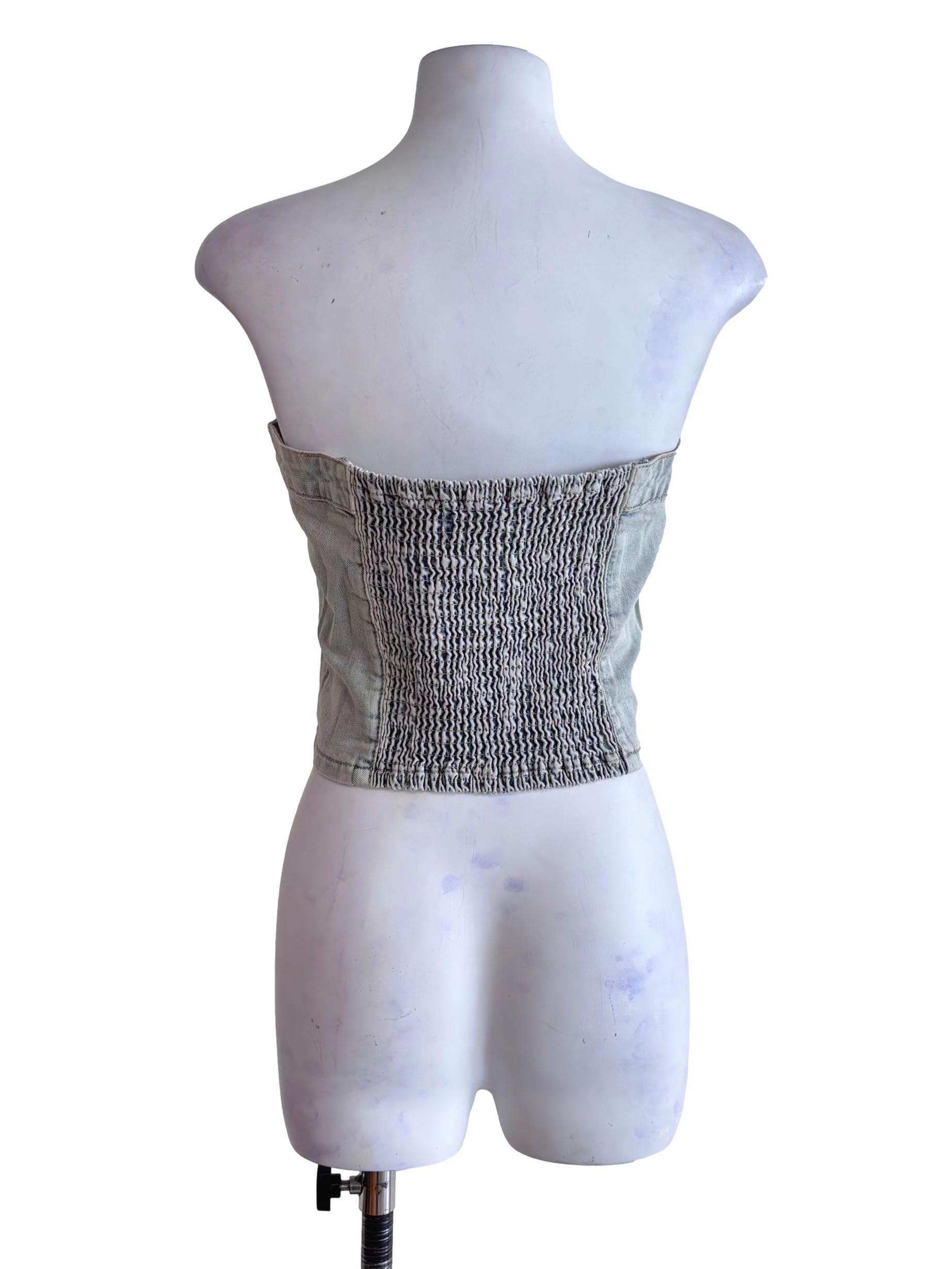 Light Blue Franc Denim Button Tube Top