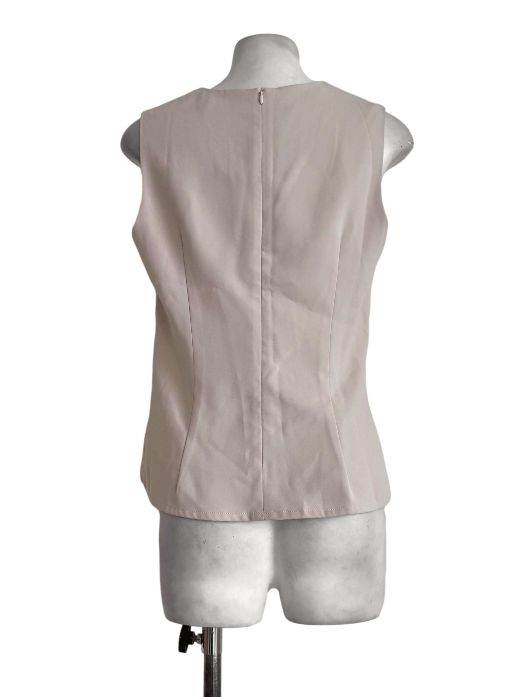Sand Beige Round Neck Sleeveless Top