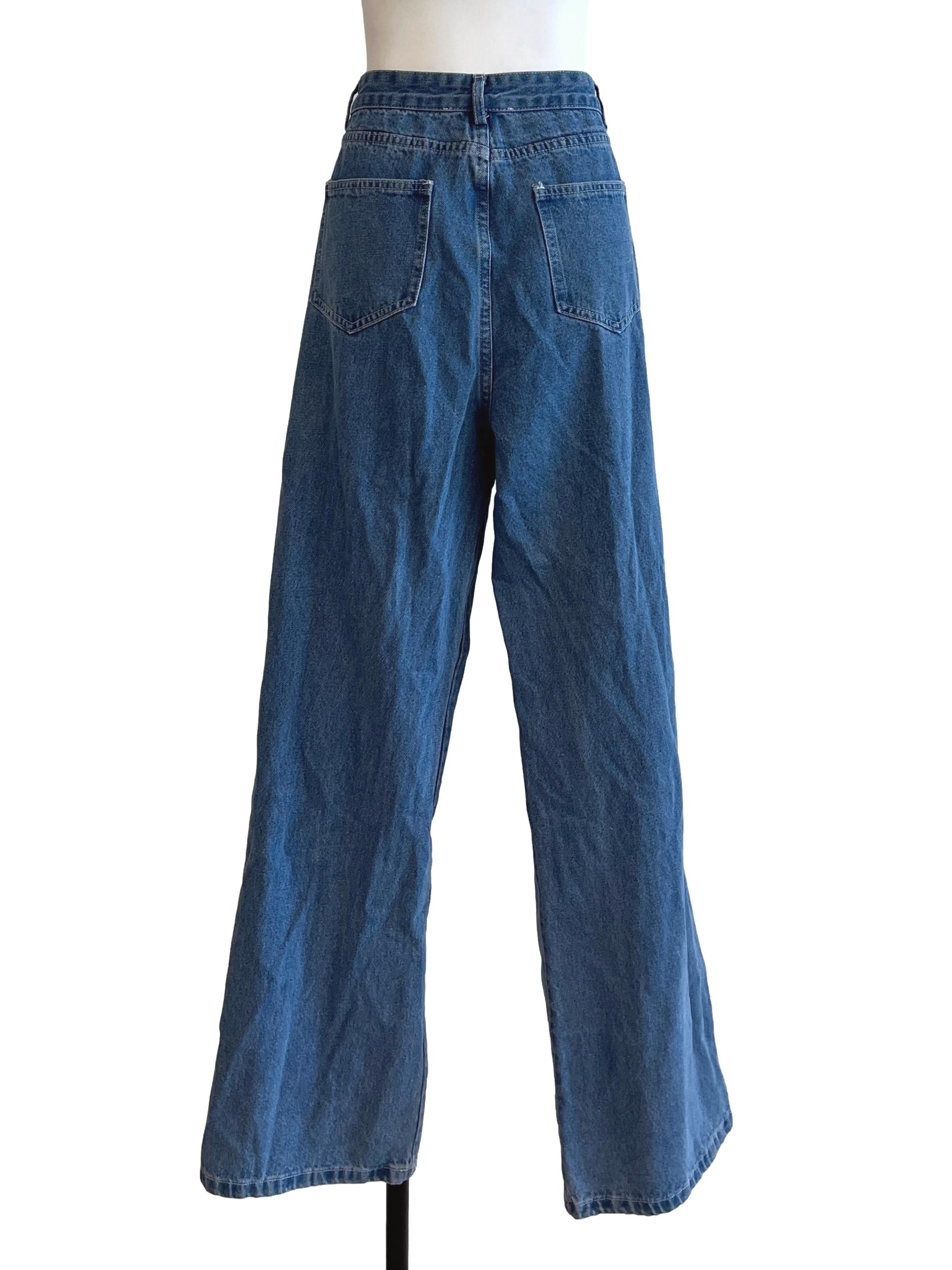 Mid Wash Blue Wide Leg Jeans