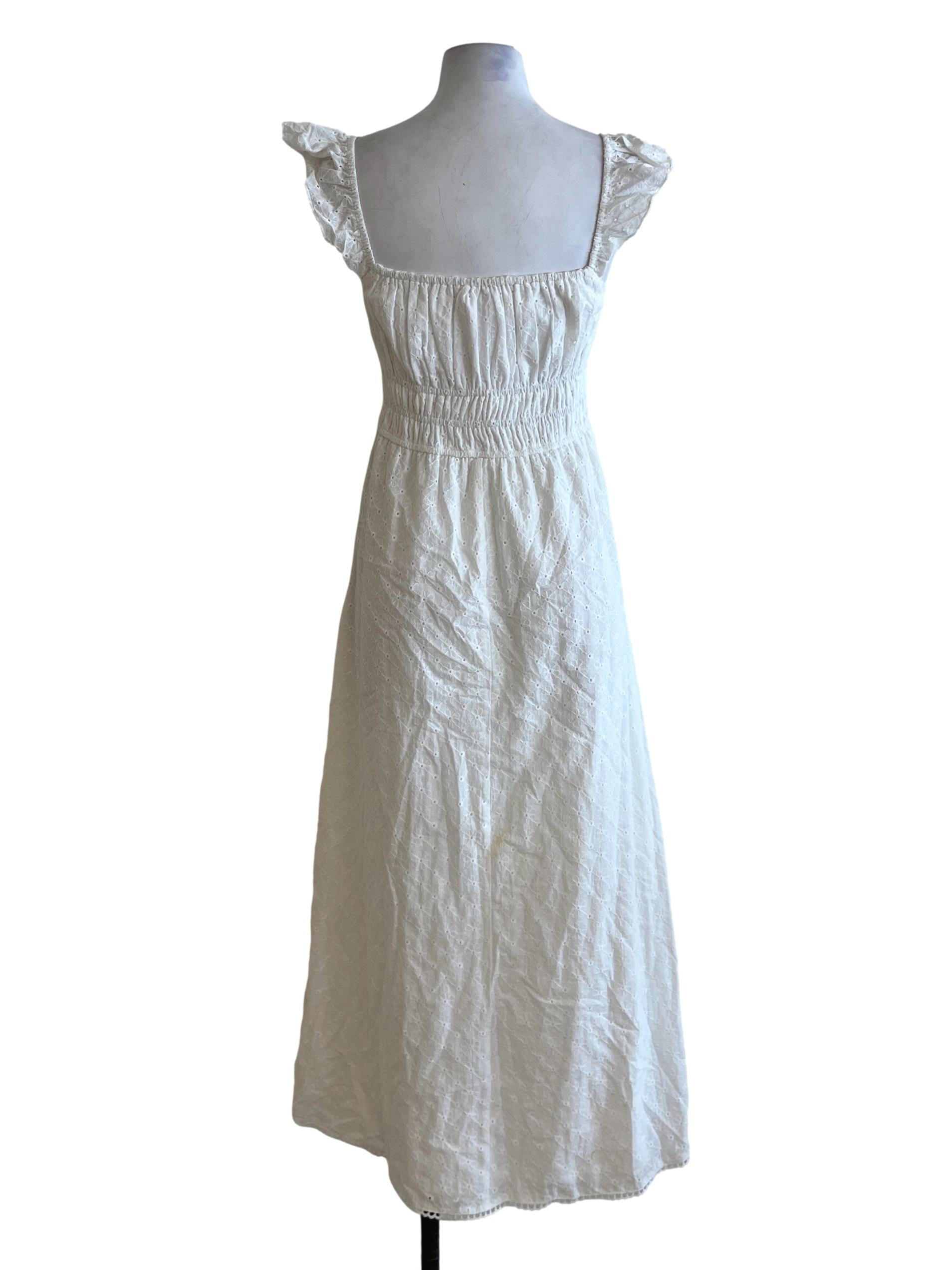 White Square Neckline A-Line Dress