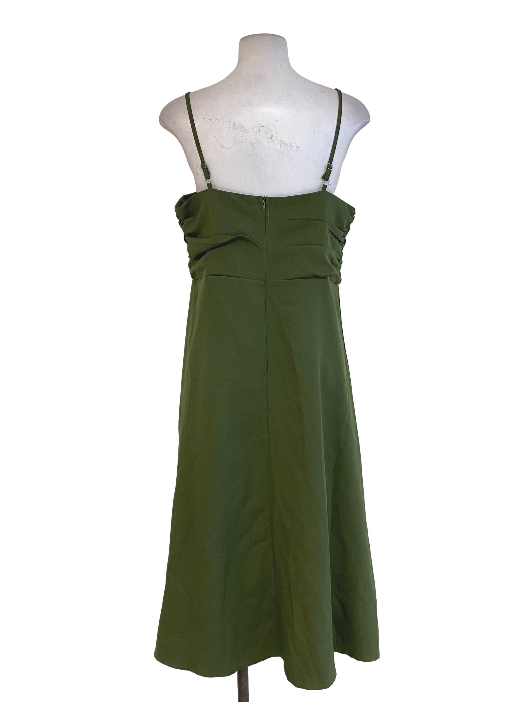 Green Pleated Bust Dress