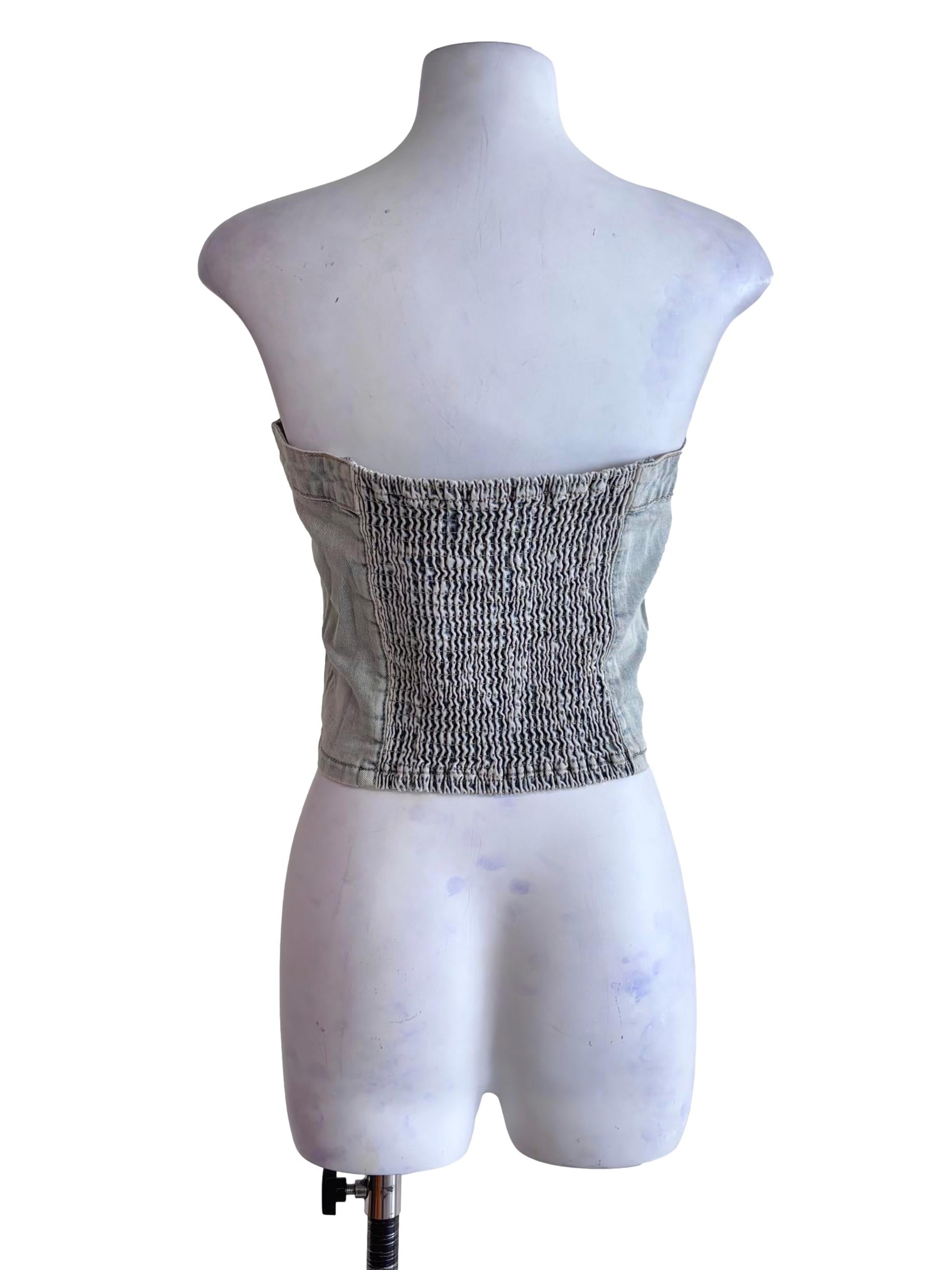 Light Blue Franc Denim Button Tube Top