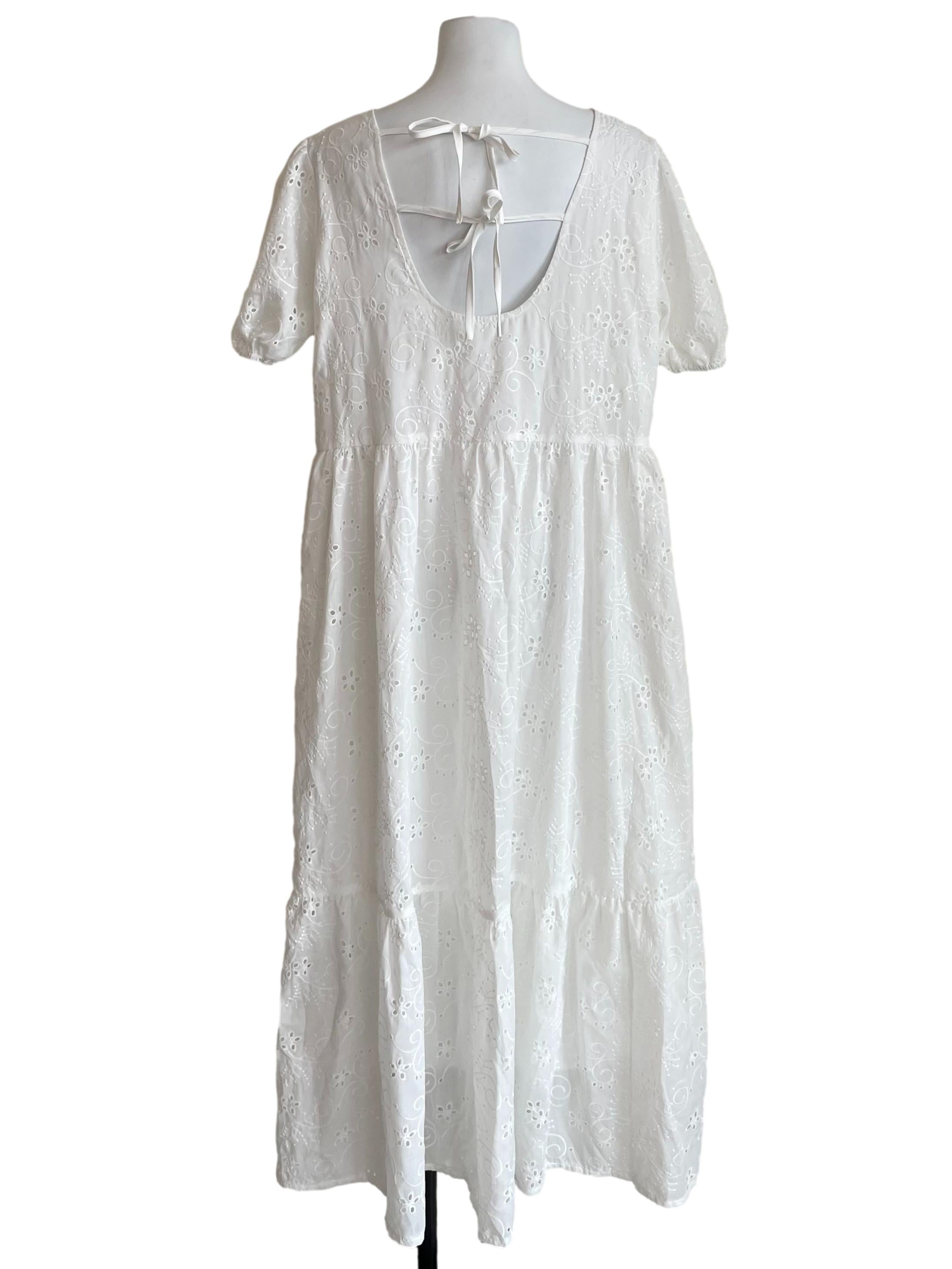 White Eyelet Back Knots Dress
