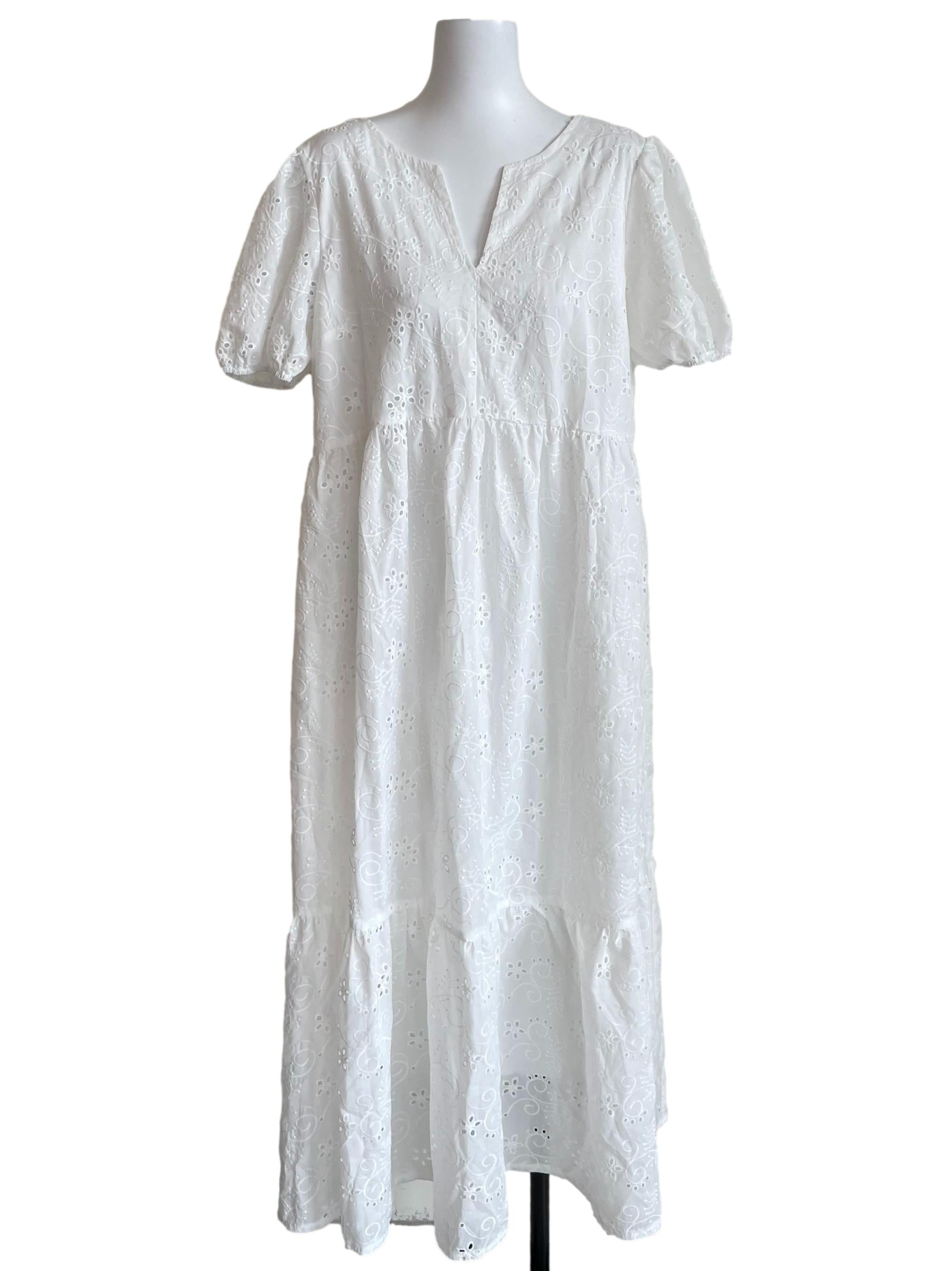 White Eyelet Back Knots Dress