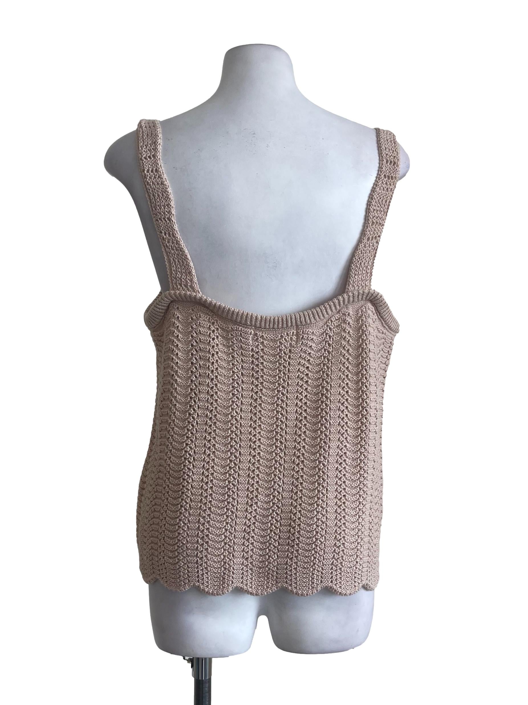 Khaki Knitted Crochet Tank Top