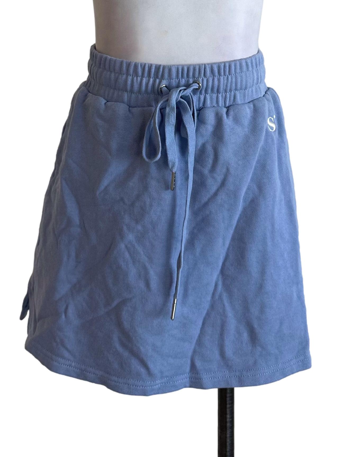 Sky Blue Elastic Waist Front Tie Skorts