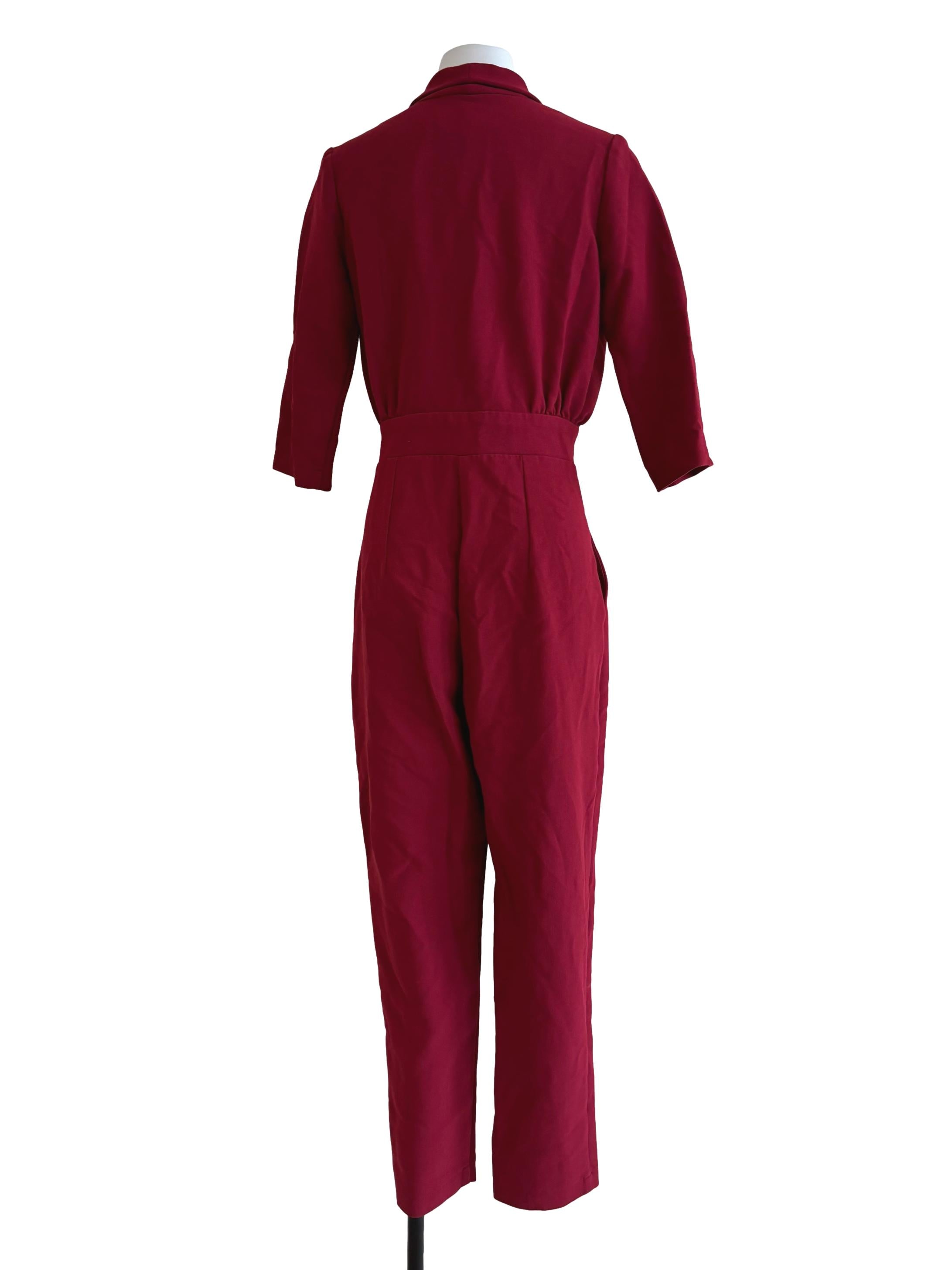 Crimson Red Surplice Jumpsuit