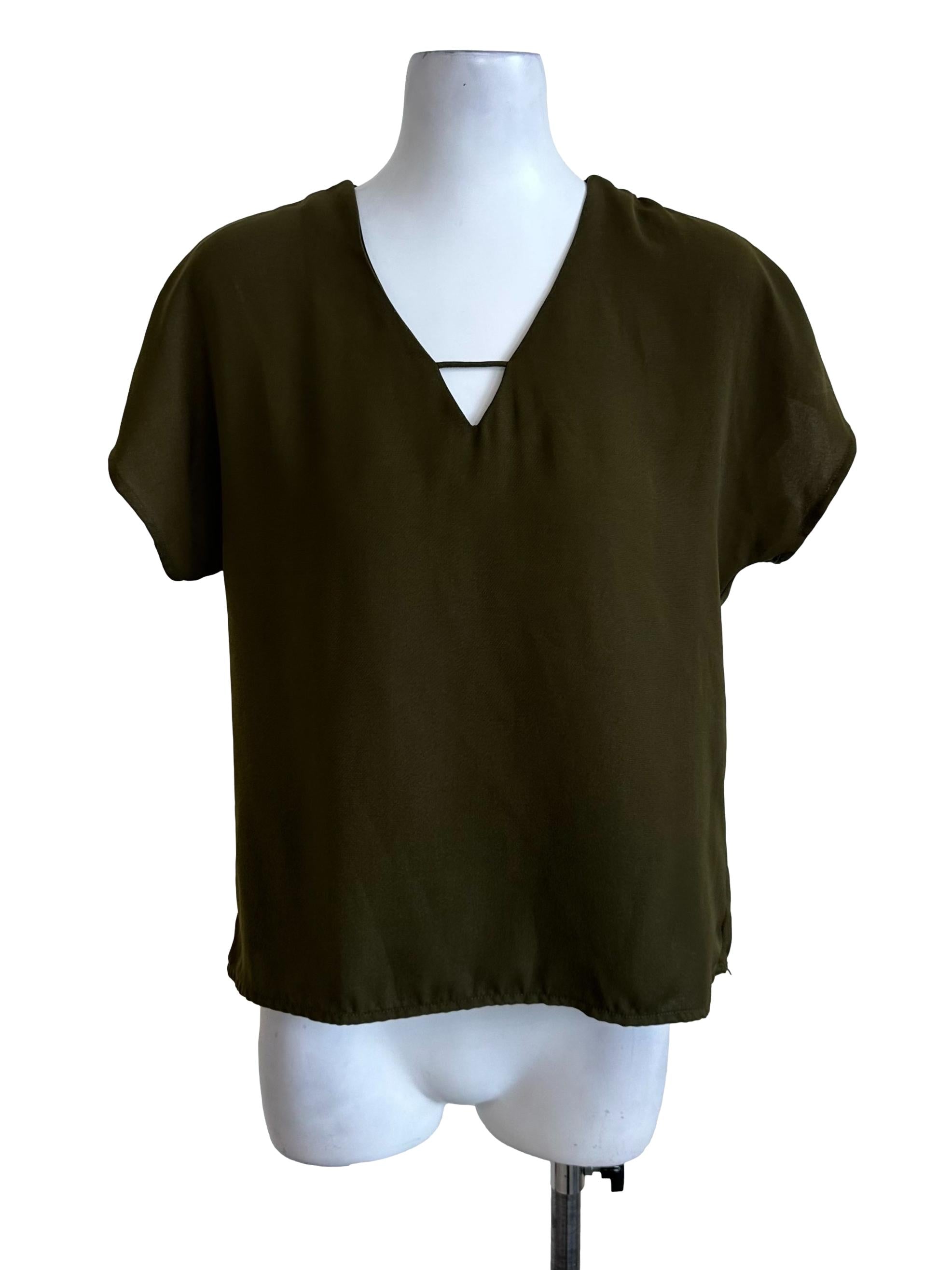 Moss Green V Neck Top
