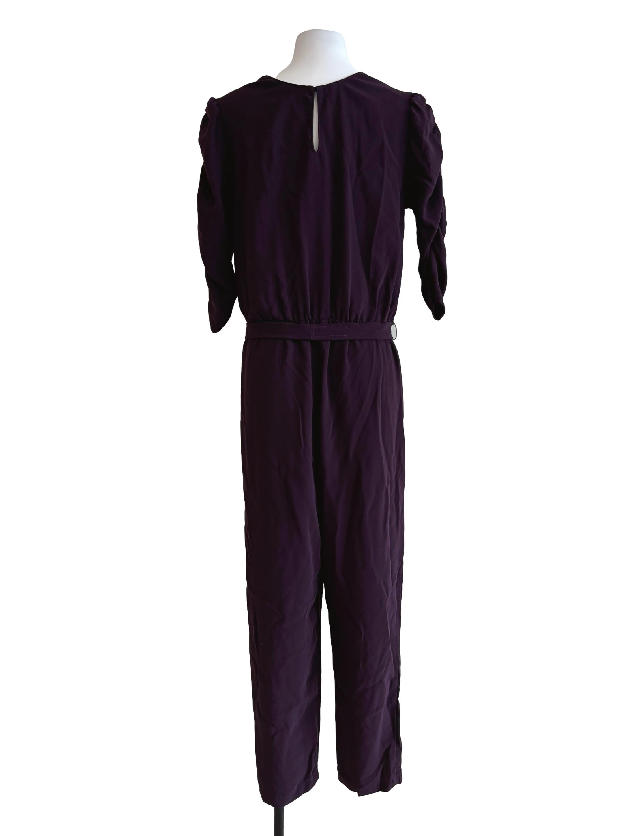 Eggplant Purple Surplice Jumpsuit