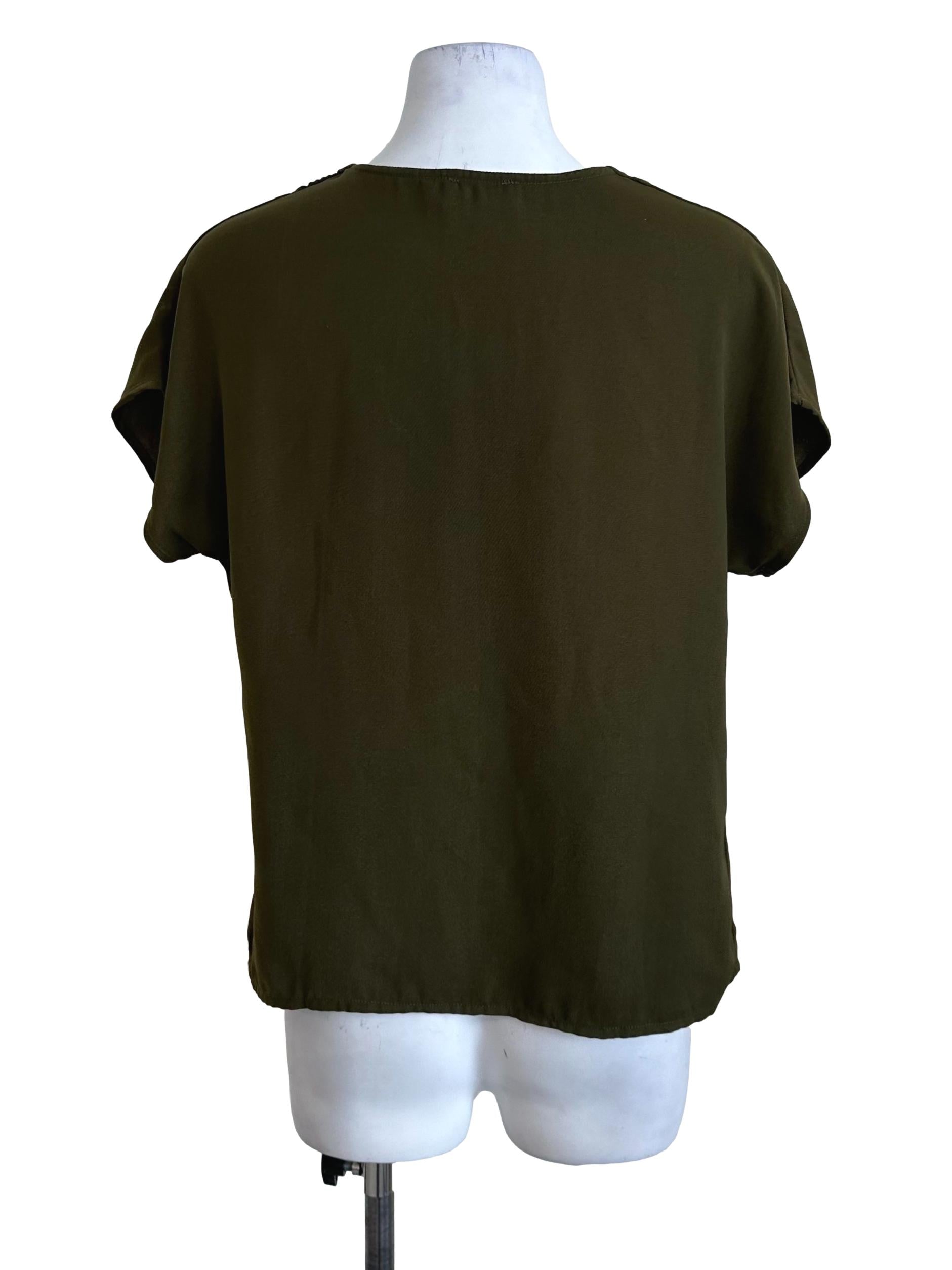 Moss Green V Neck Top
