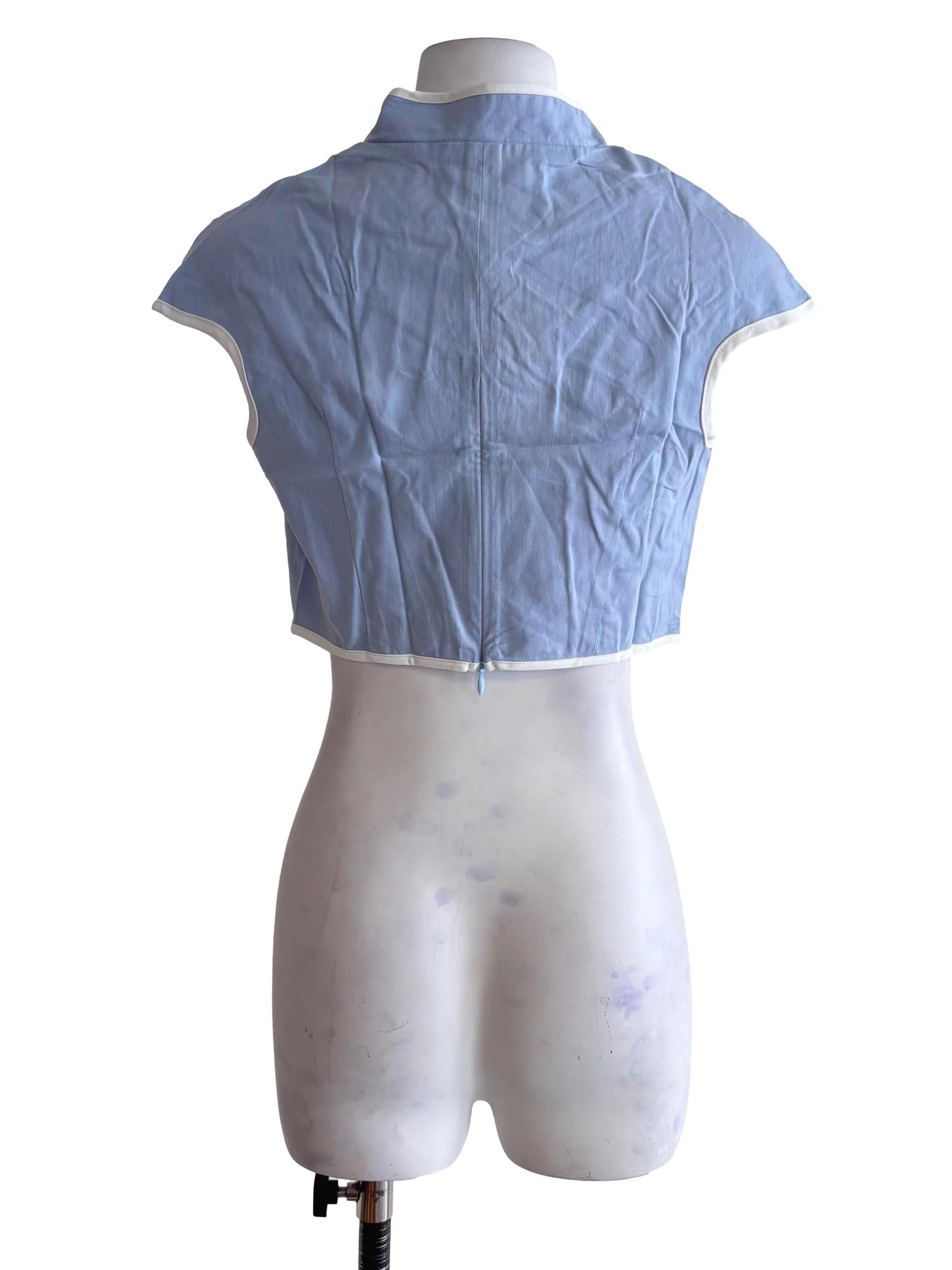 Blue Rui Qipao Curved Hem Top