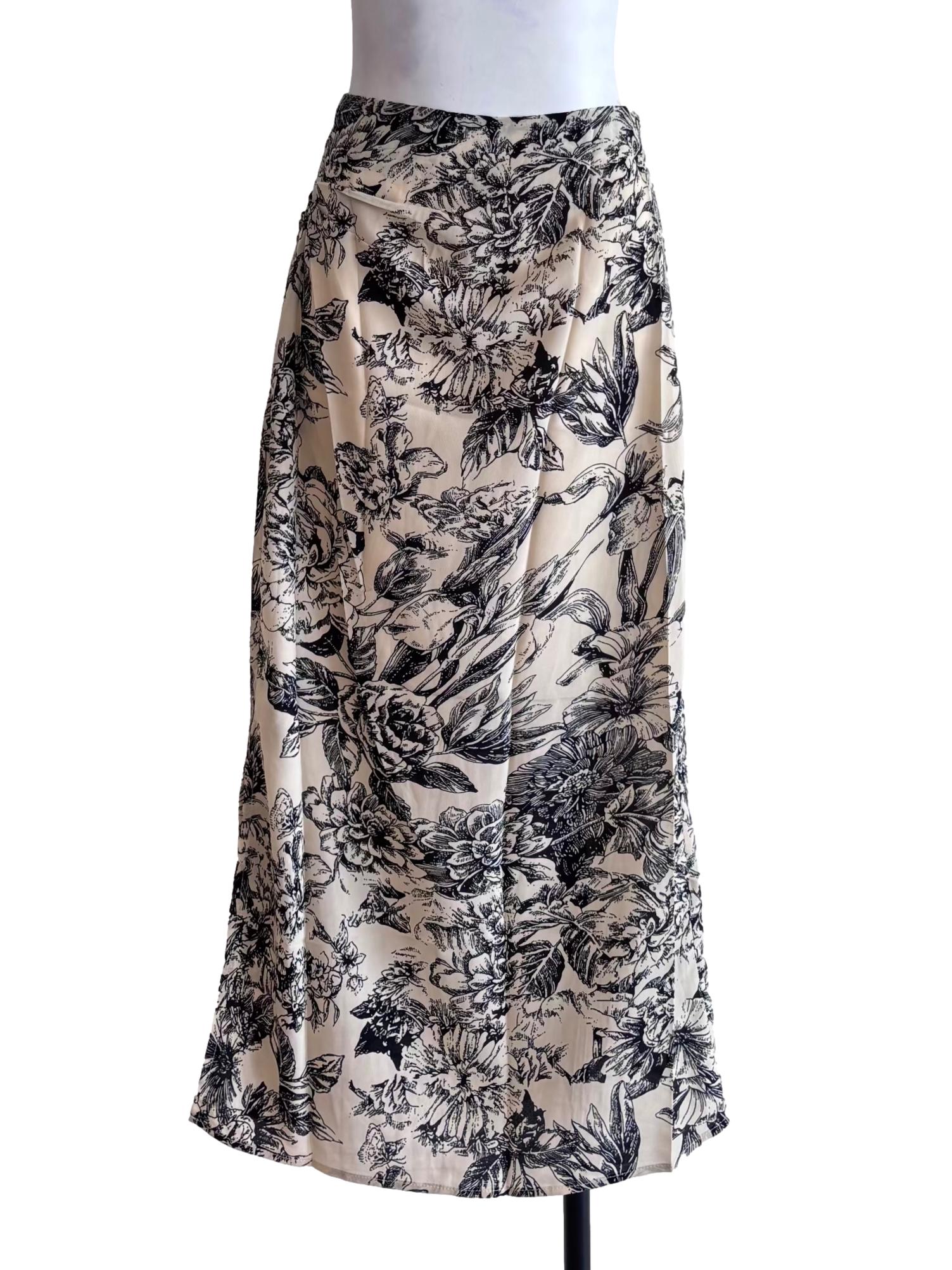 Beige Jiselle Ruched Side Midi Skirt