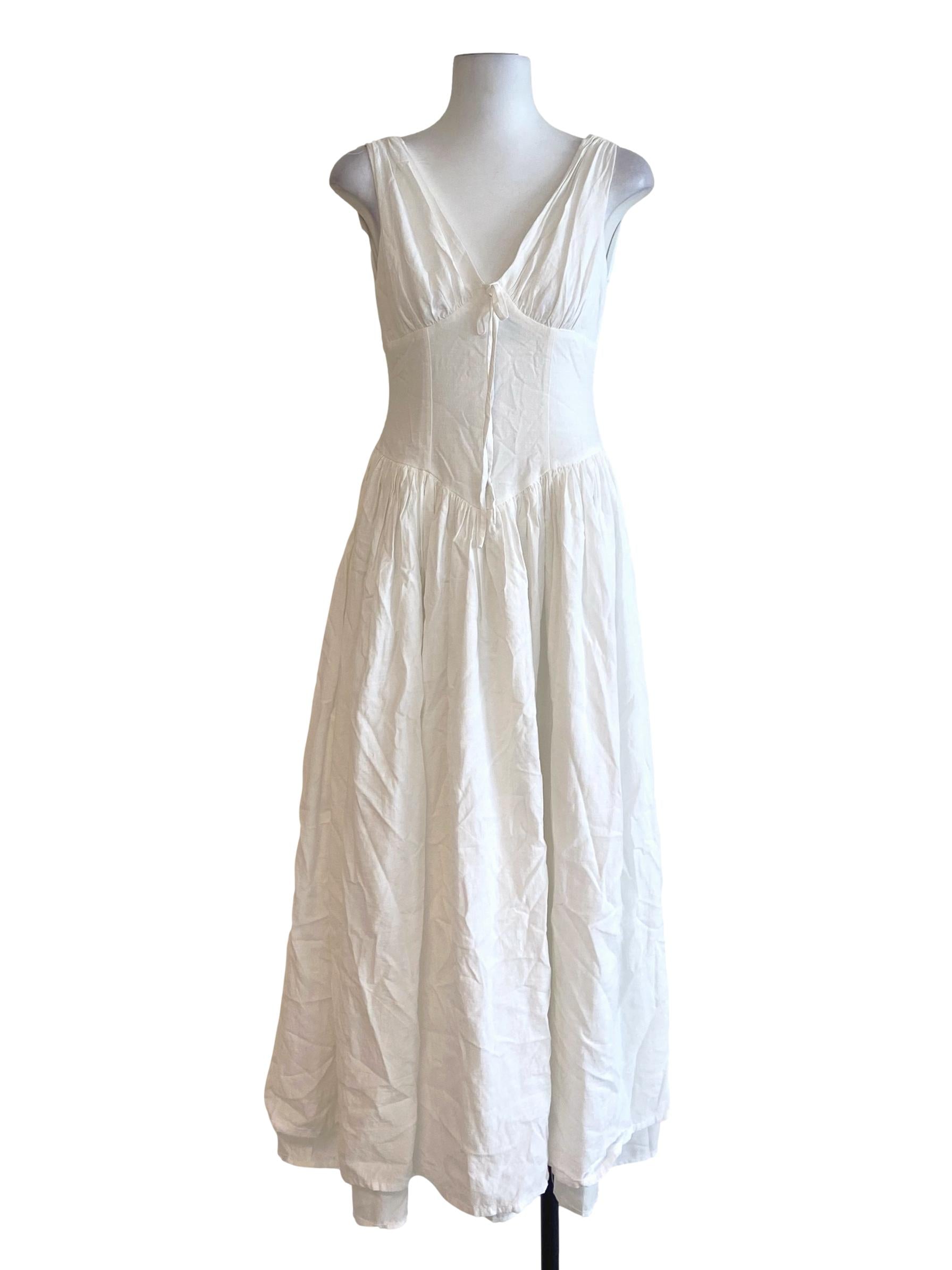 White Sleeveless Empire Dress