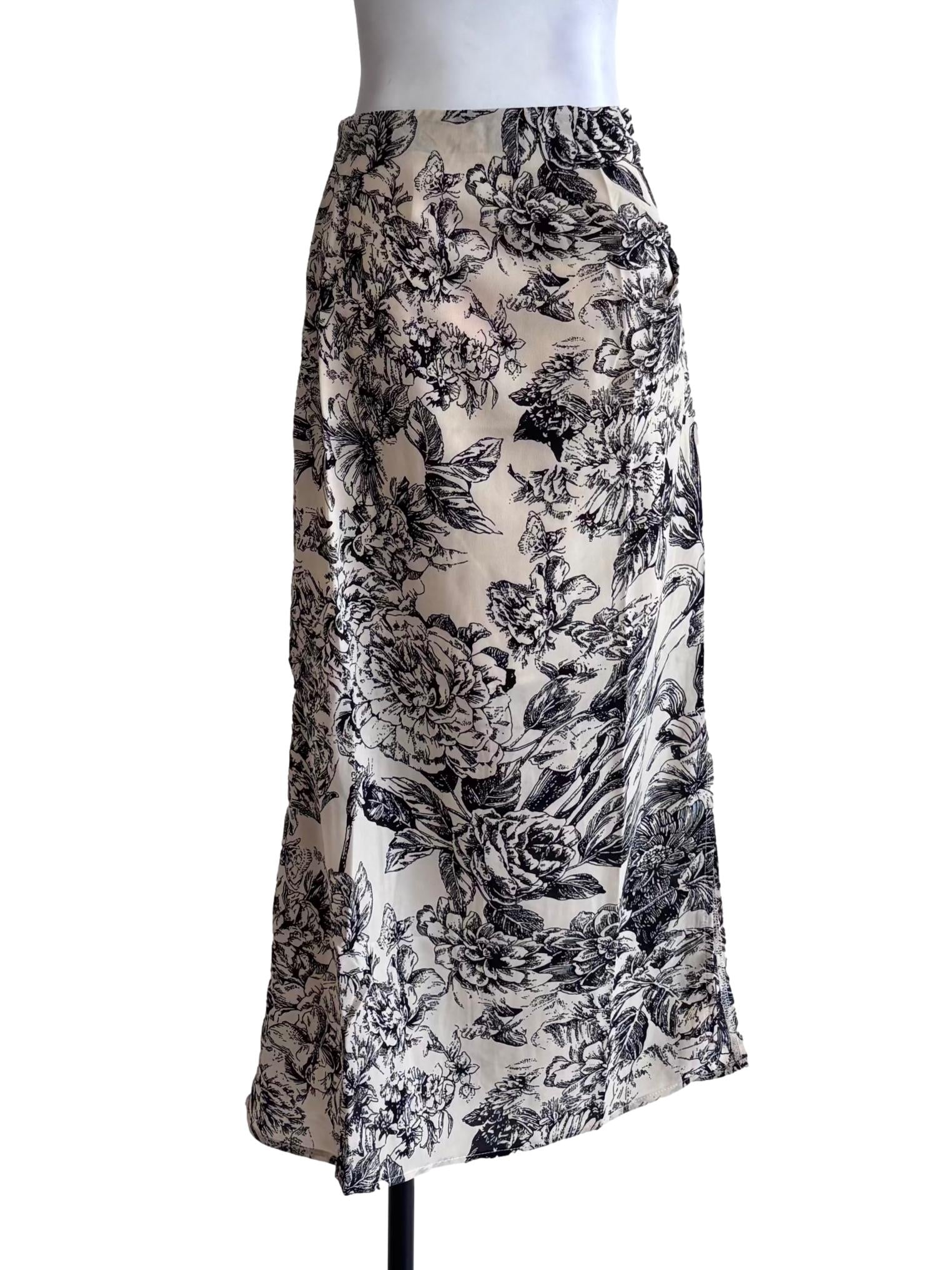 Beige Jiselle Ruched Side Midi Skirt
