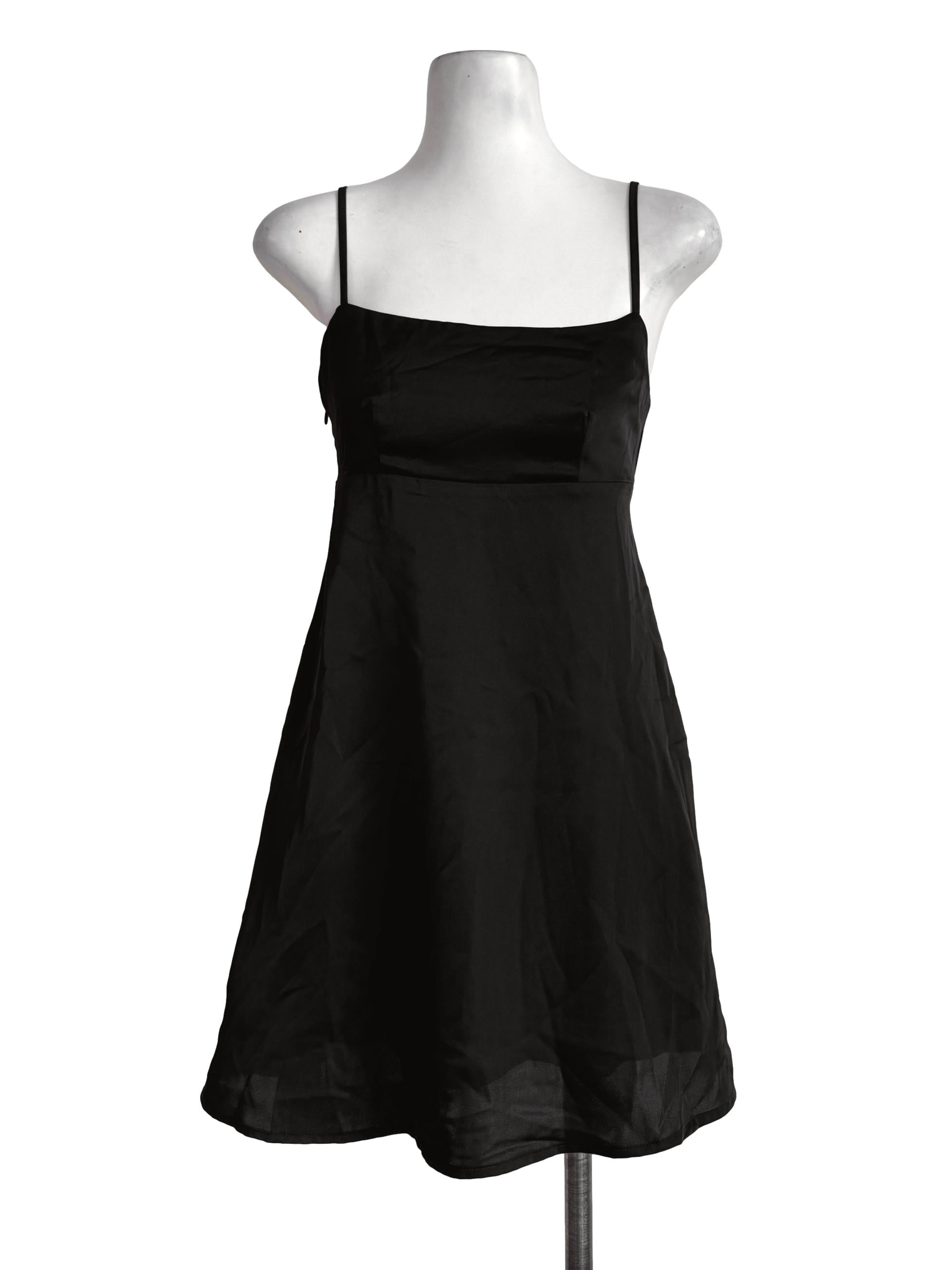 Shiny Black Sleeveless Dress YHF