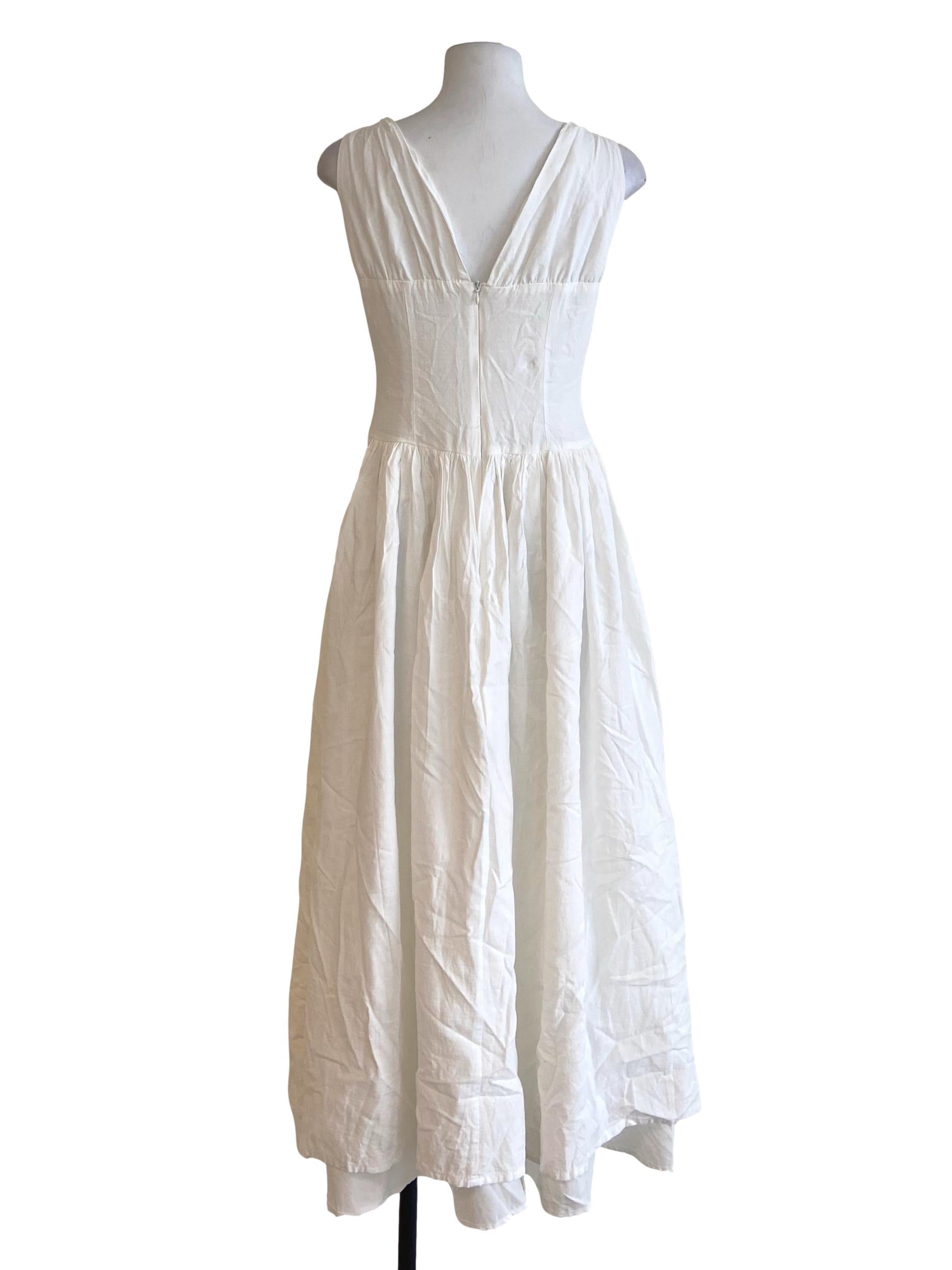 White Sleeveless Empire Dress