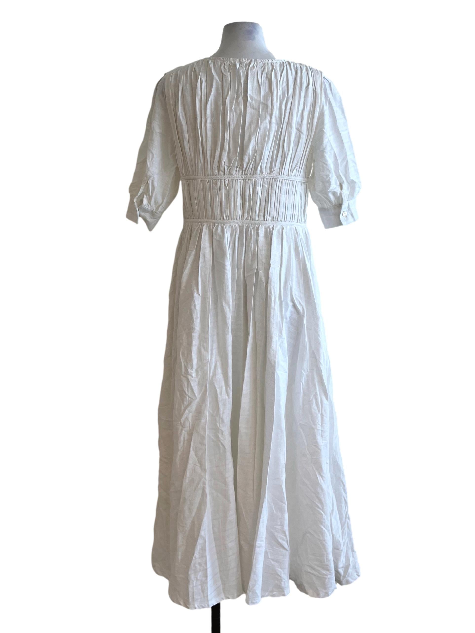 White V-Neckline Empire Dress