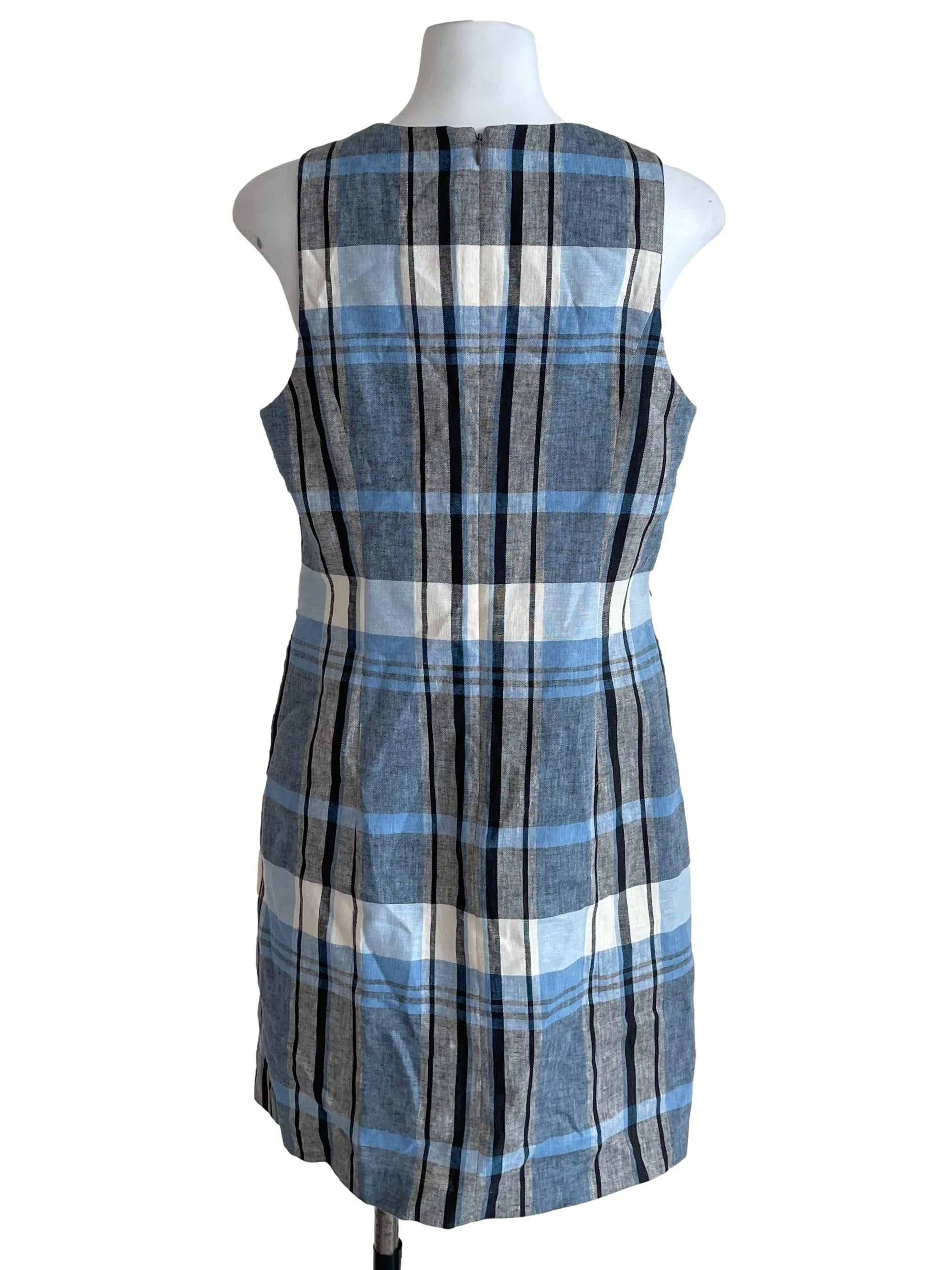 Blue & Grey Tartan A-Line Dress