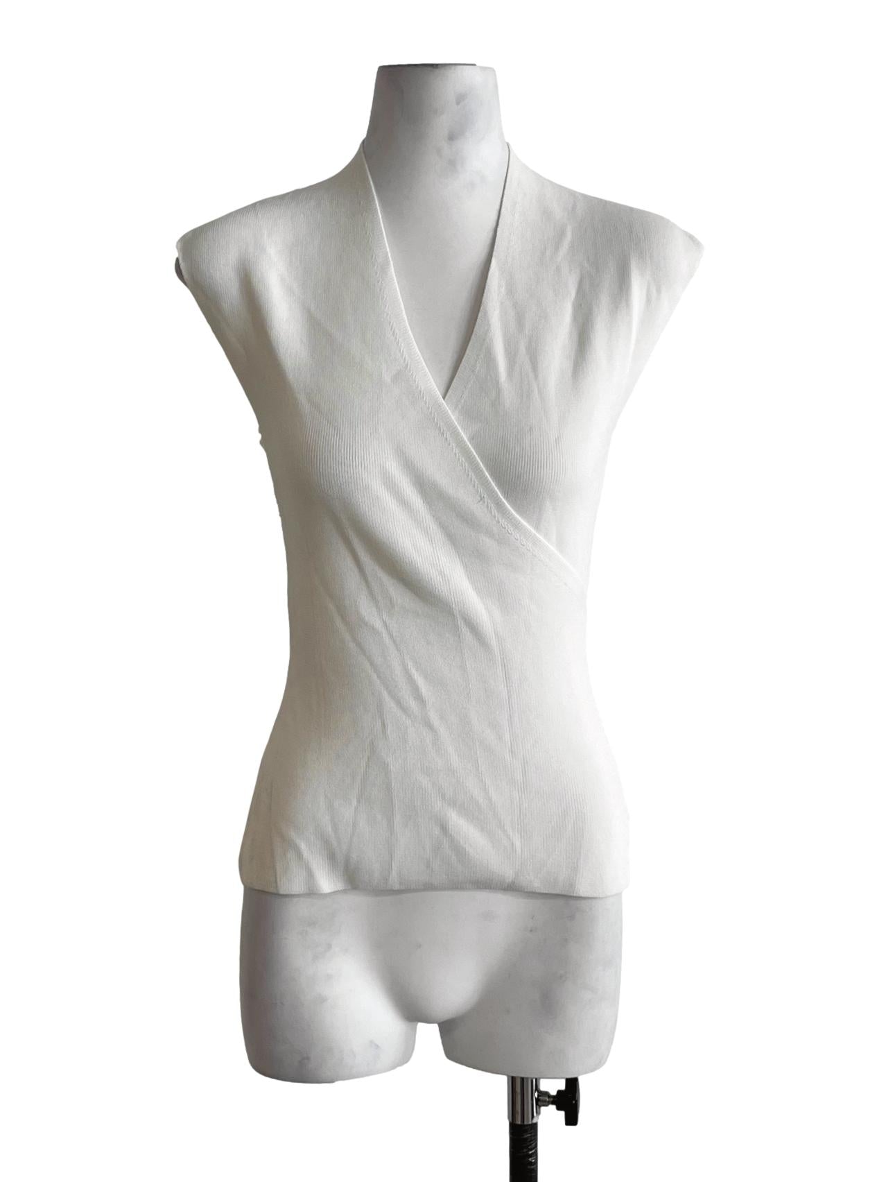 White V-Neckline Sleeveless Top LB