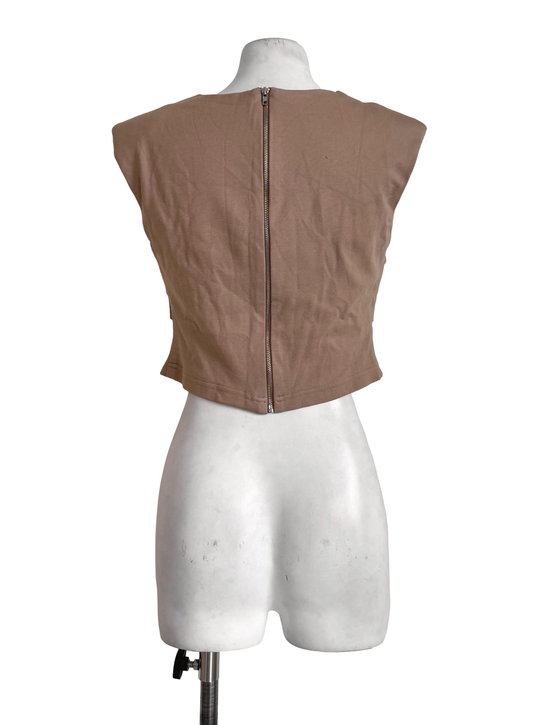 Wood Round Neck Top
