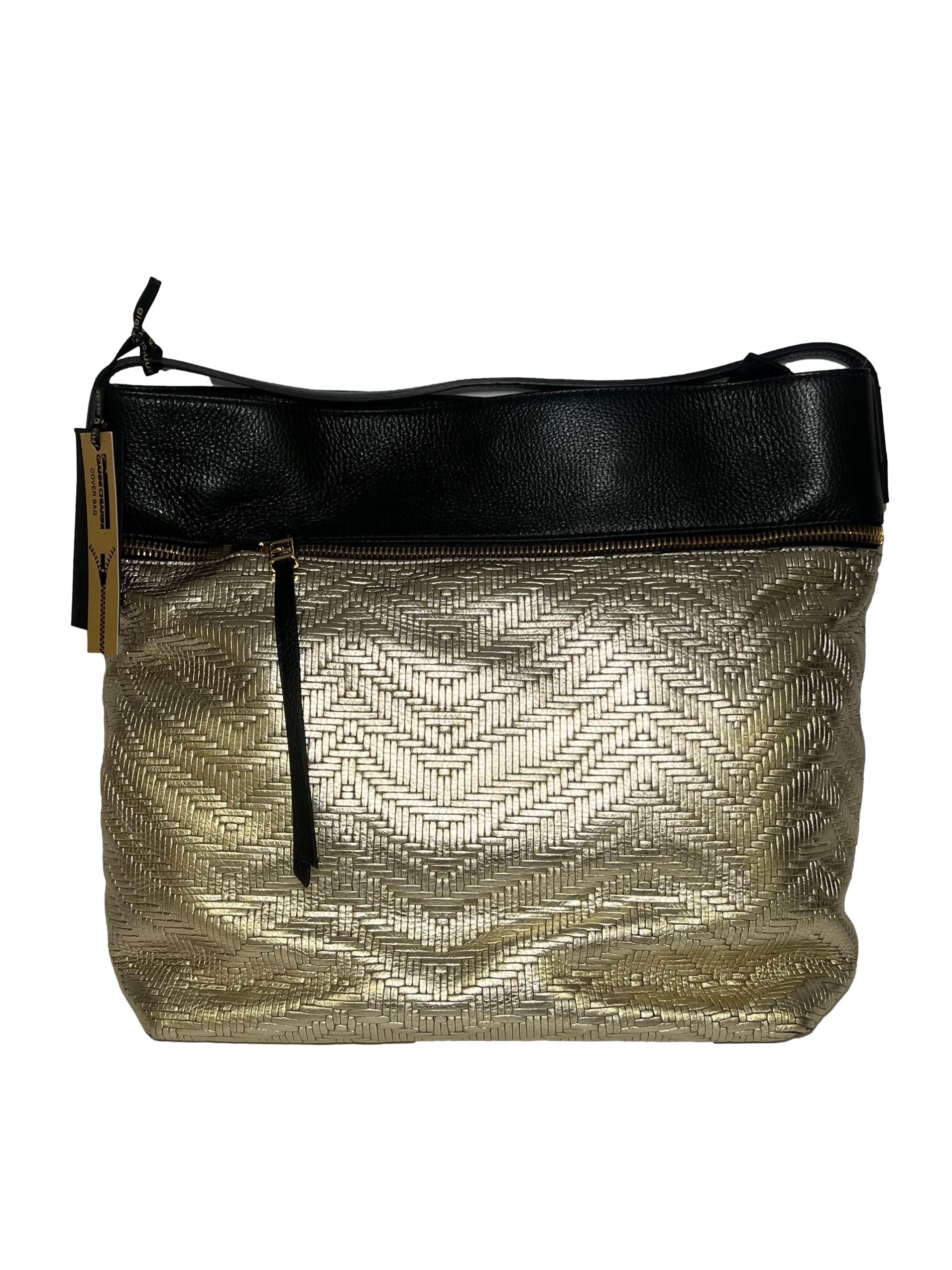 Black Gold Leather Tote Bag CSN