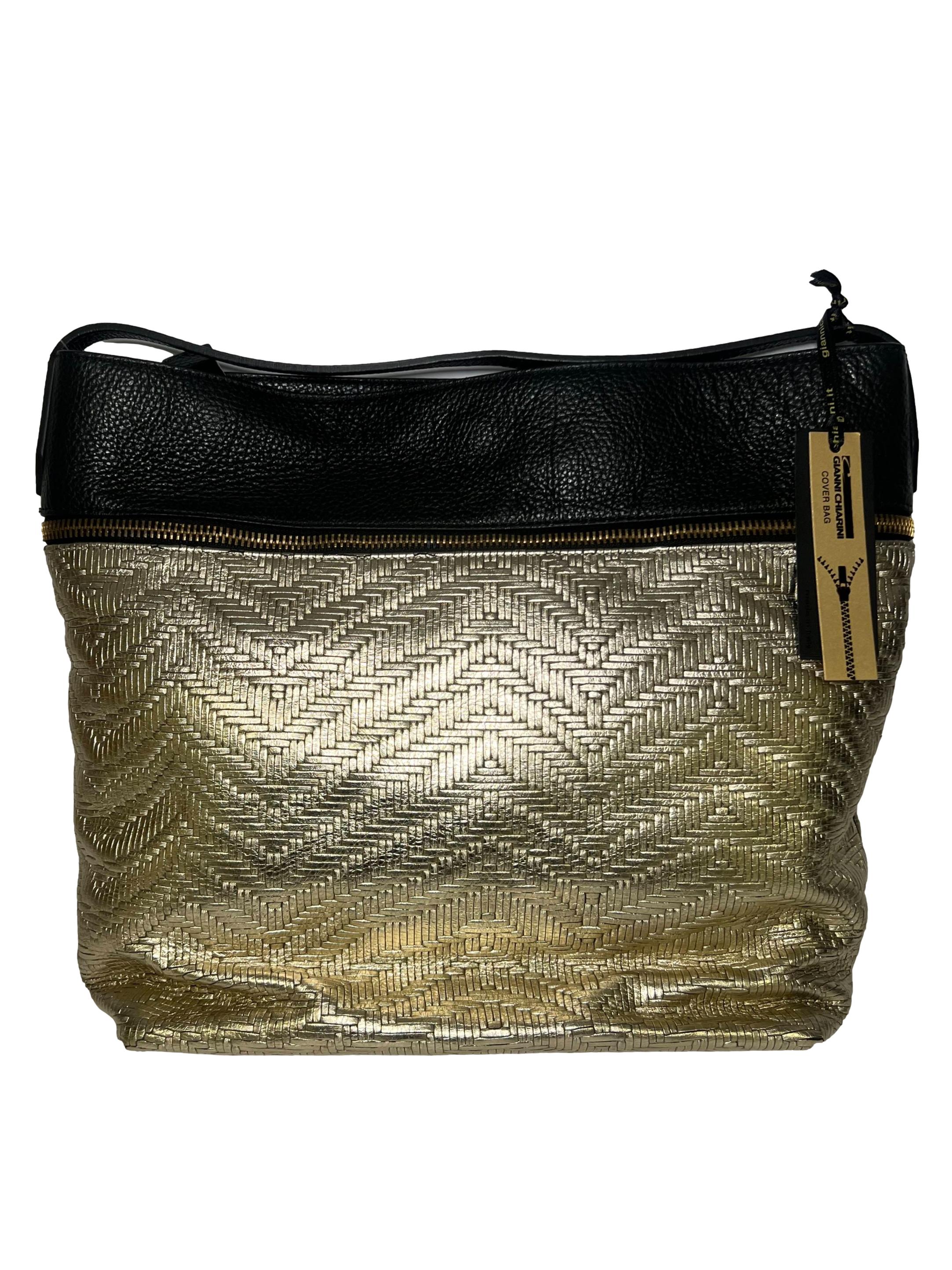 Black Gold Leather Tote Bag CSN