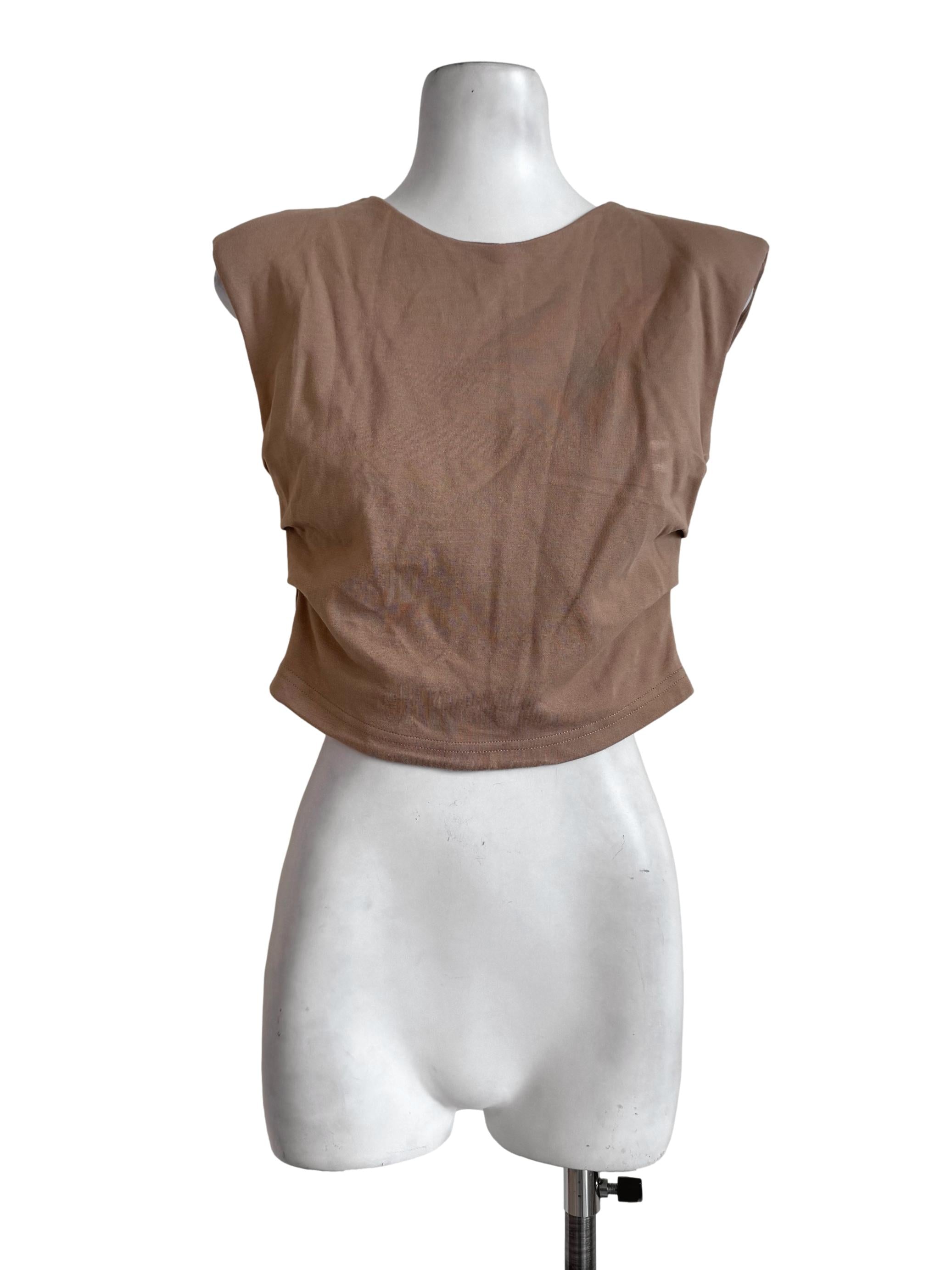 Wood Round Neck Top