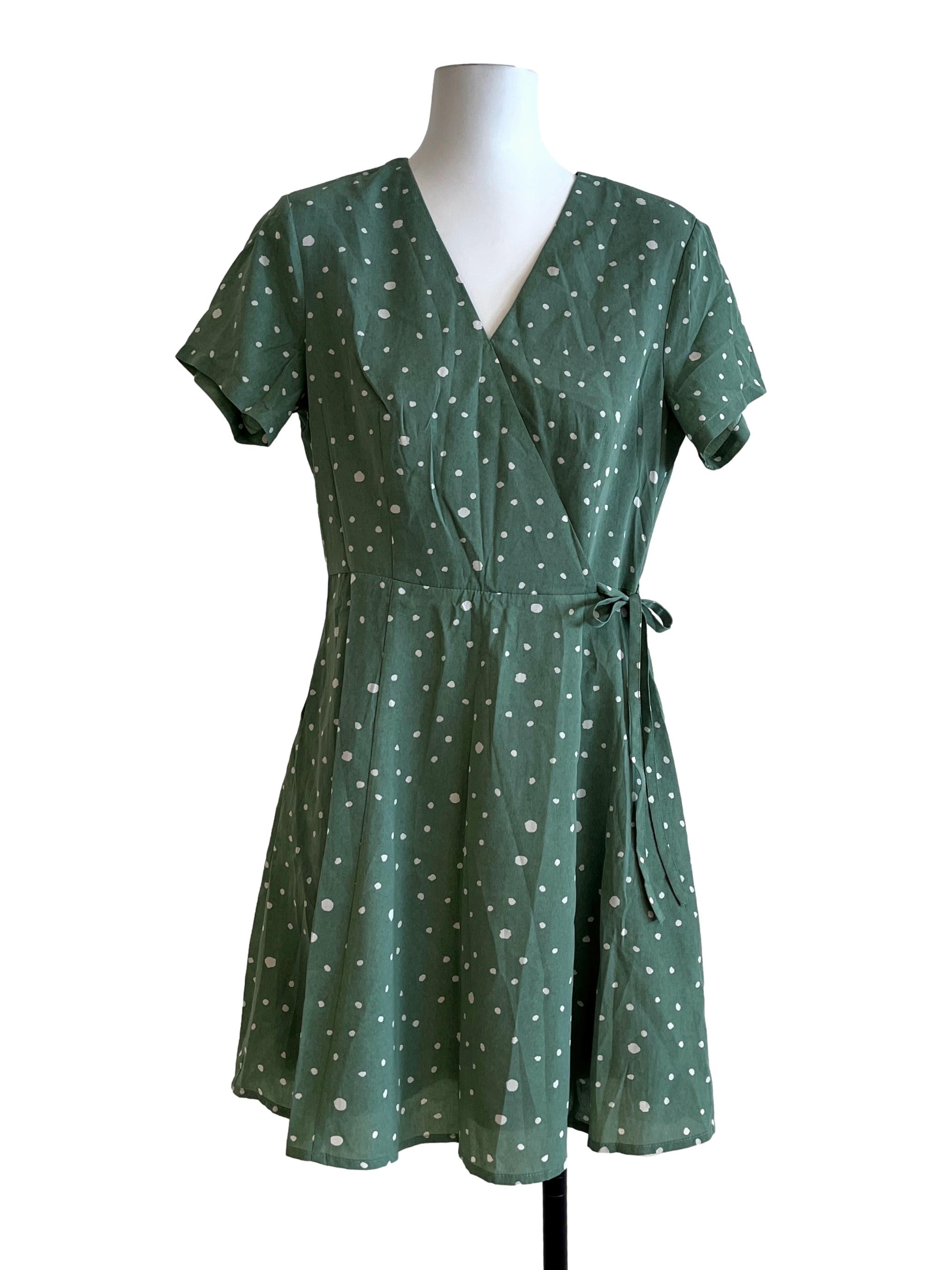 Fern Green V-Neck Mini Dress