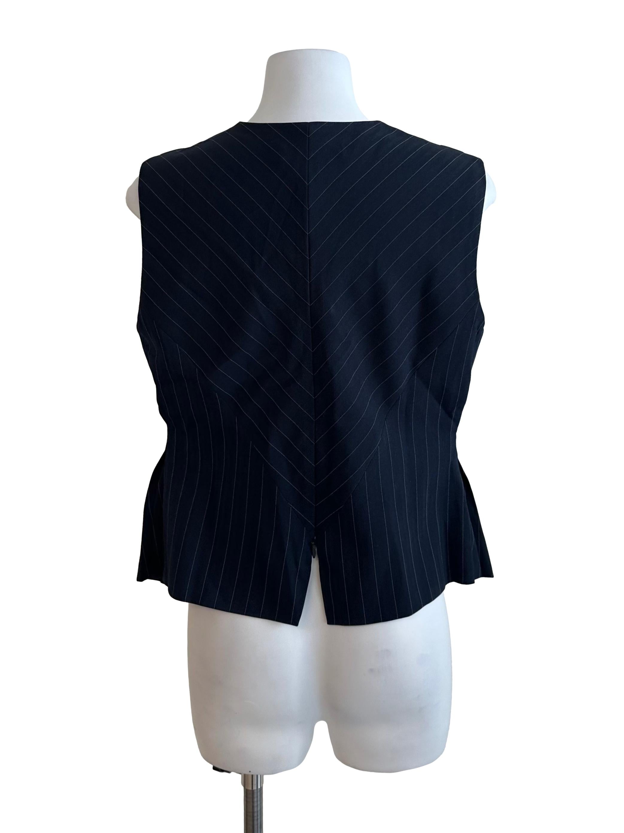 Navy Blue Stripe Overlap Top