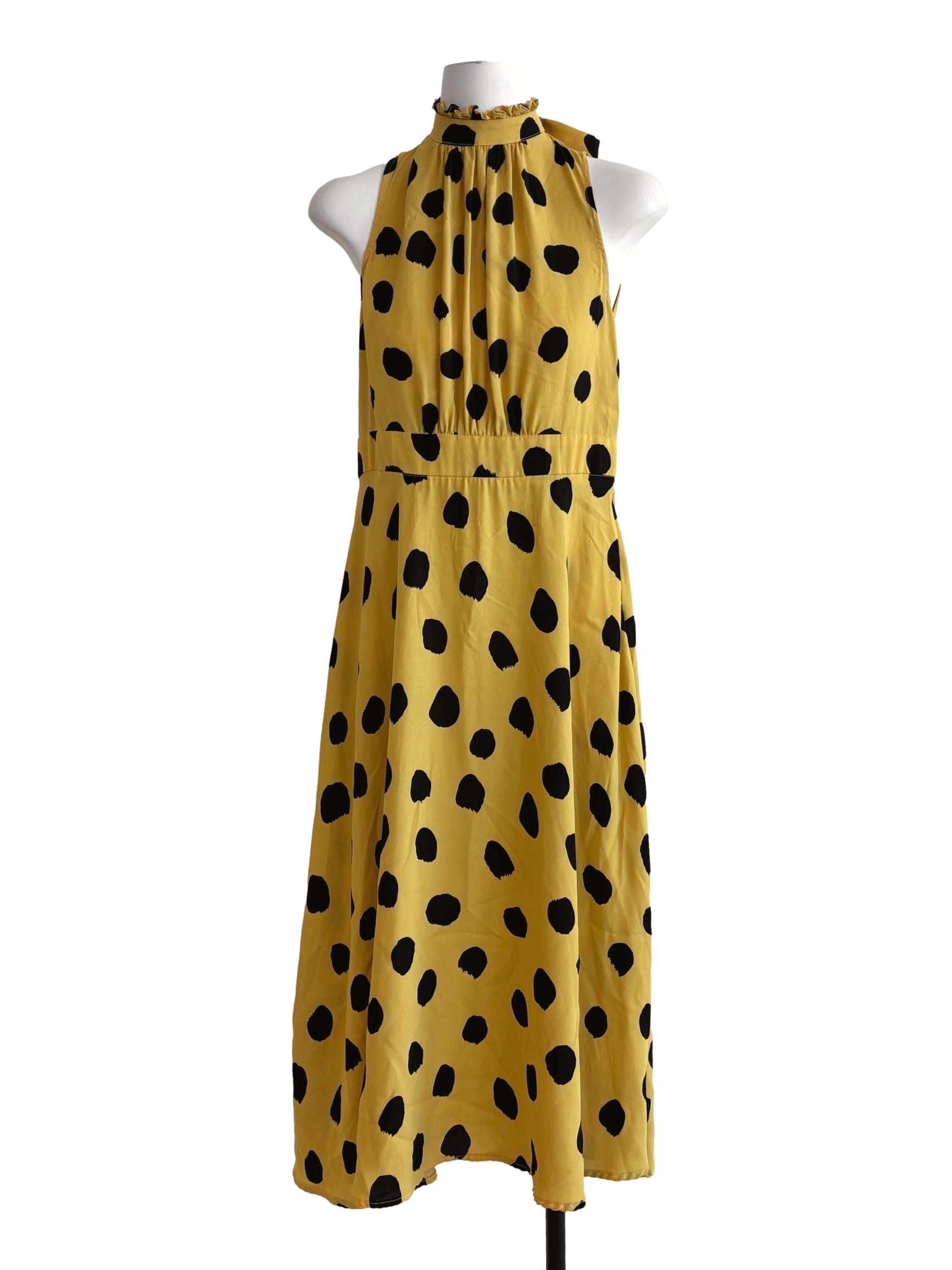 Honey Yellow Polka Dot Halter Dress