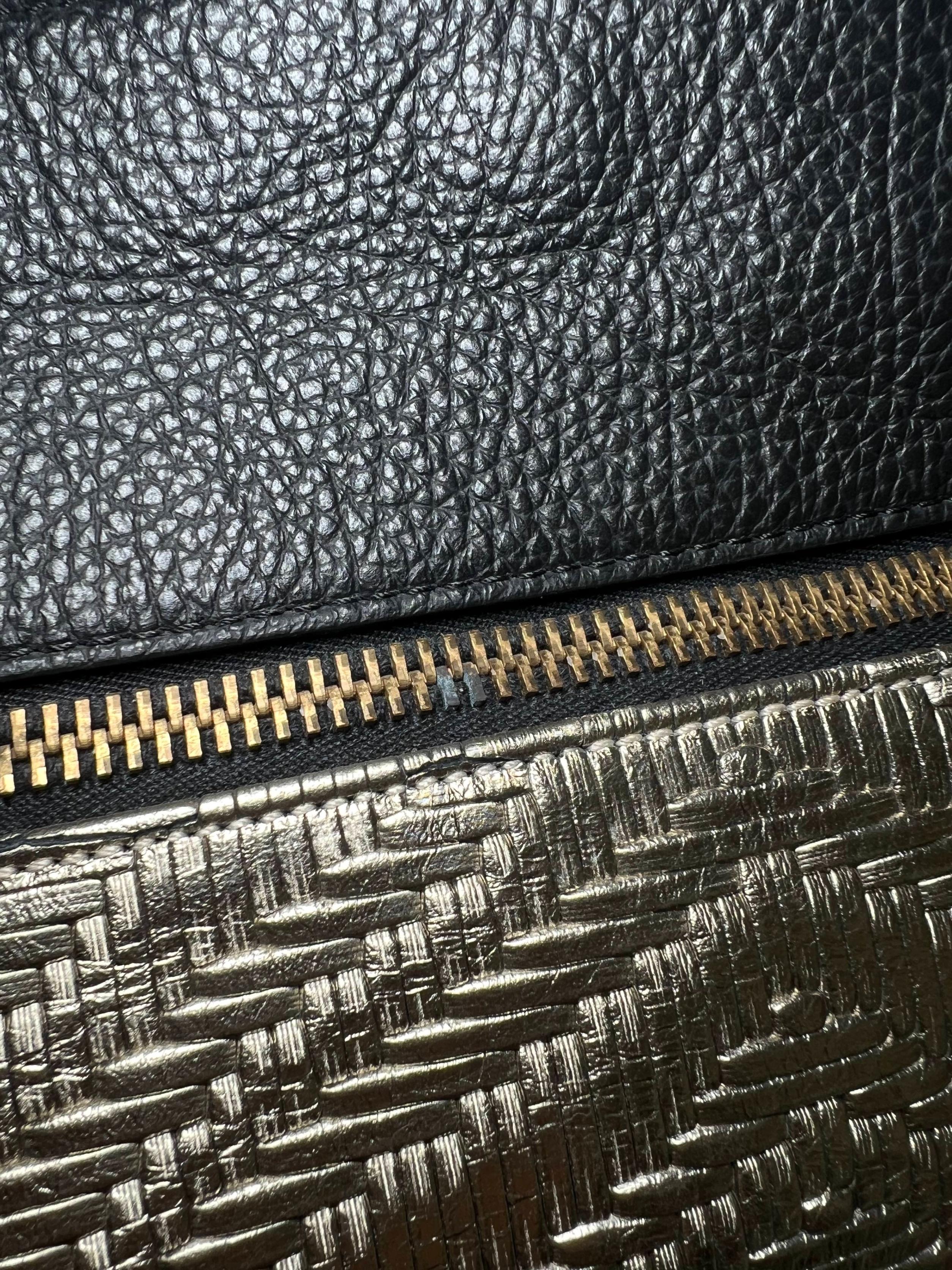 Black Gold Leather Tote Bag CSN