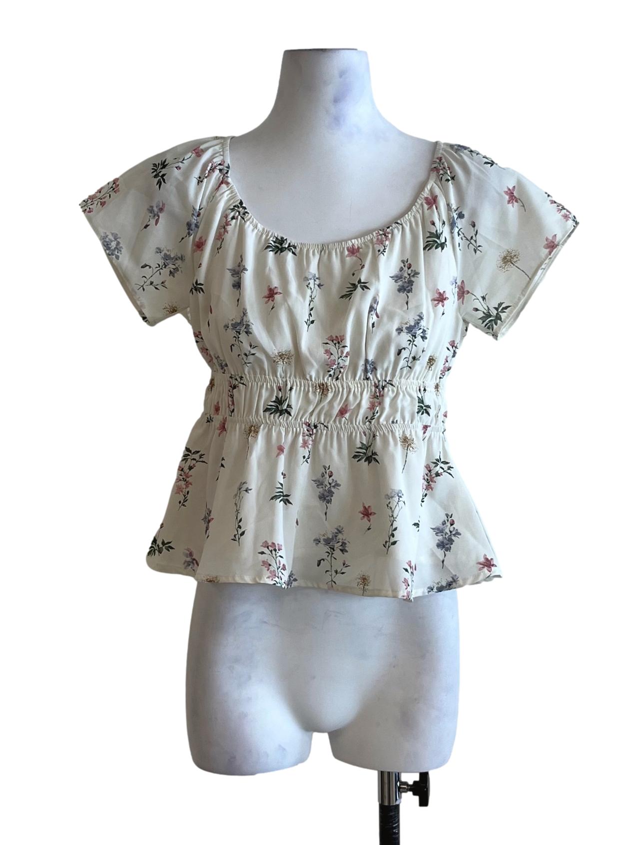 White Floral Blouse