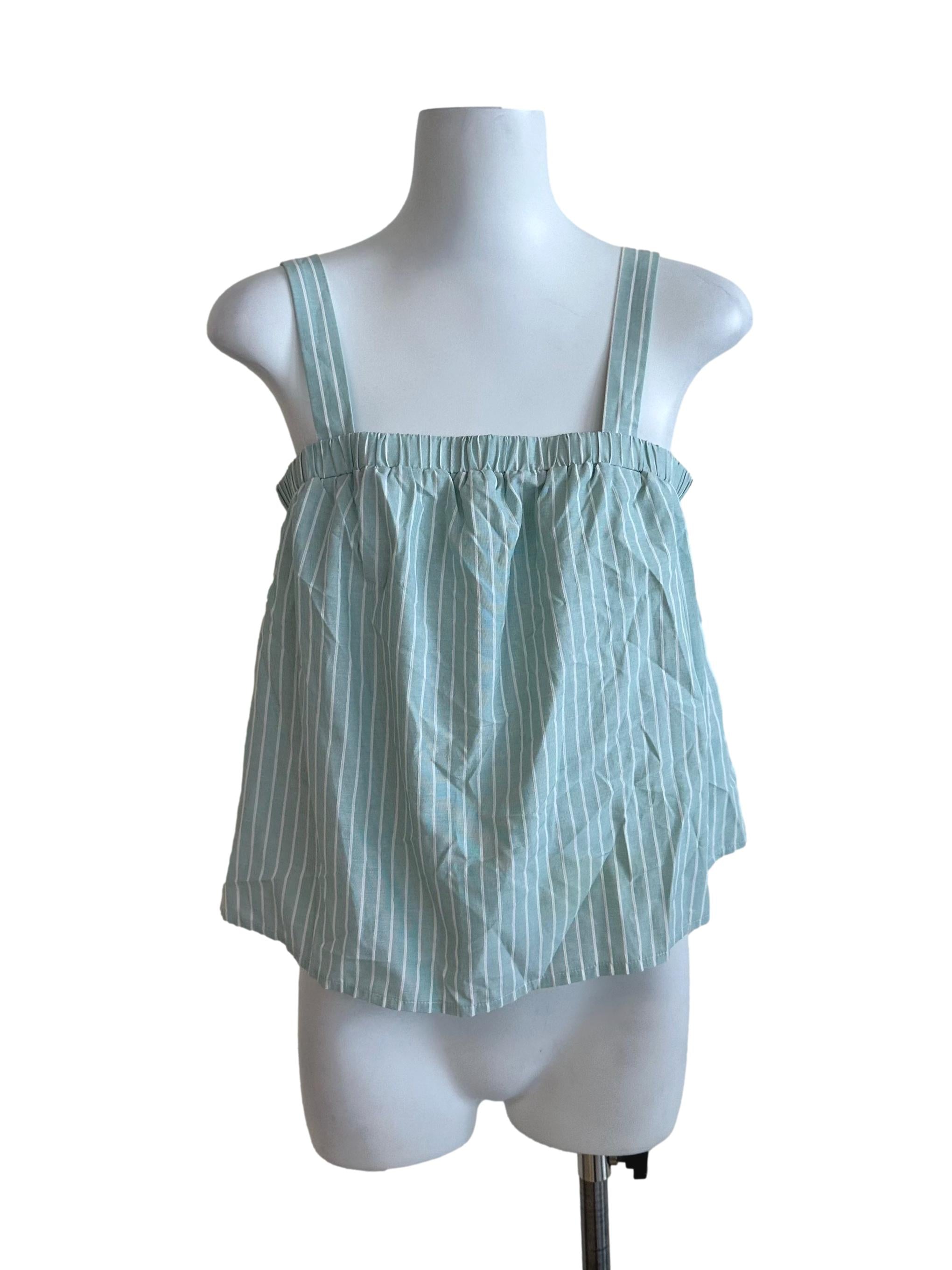 Mint Green Stripe Babydoll Top