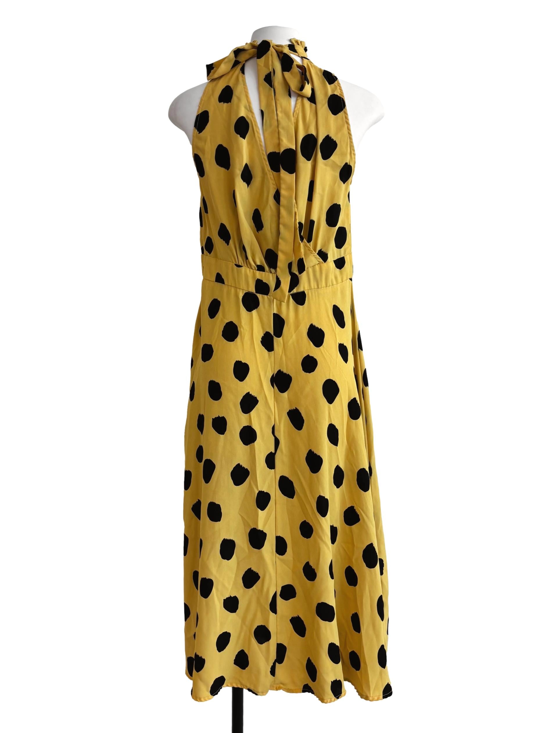 Honey Yellow Polka Dot Halter Dress
