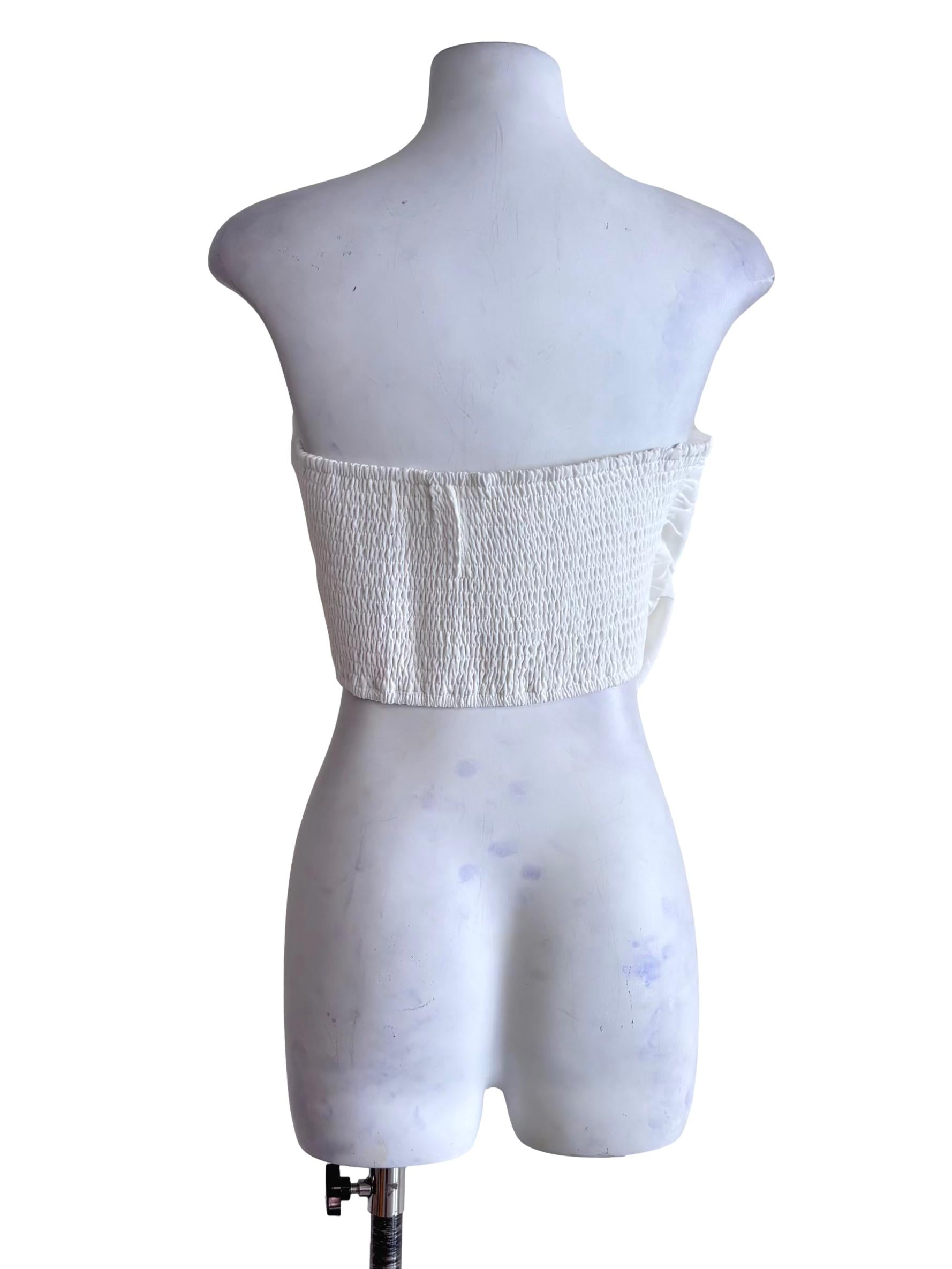 White Ellena Ruched Tube Top