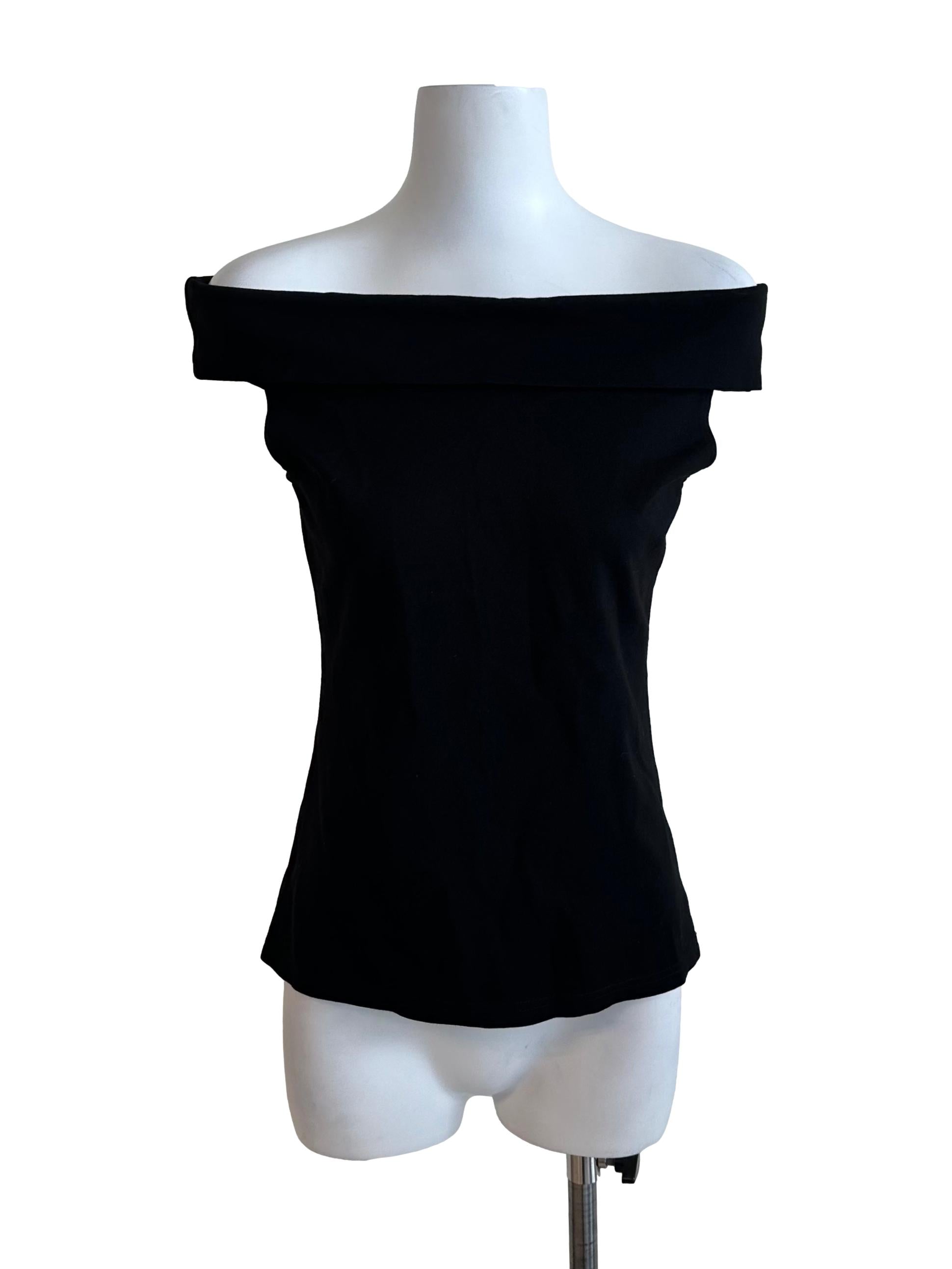 Rich Black Fitted Off Shoulder Top