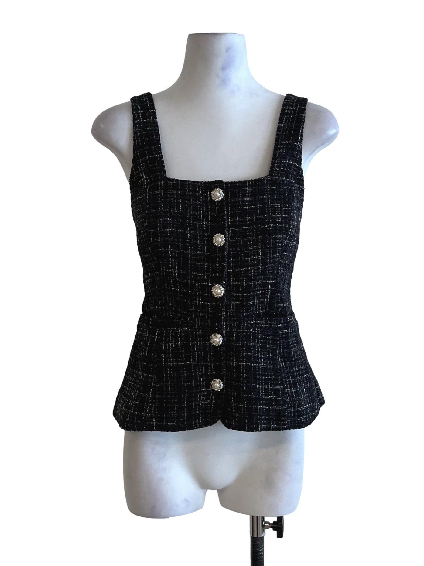 Black Tattersall Sleeveless Top