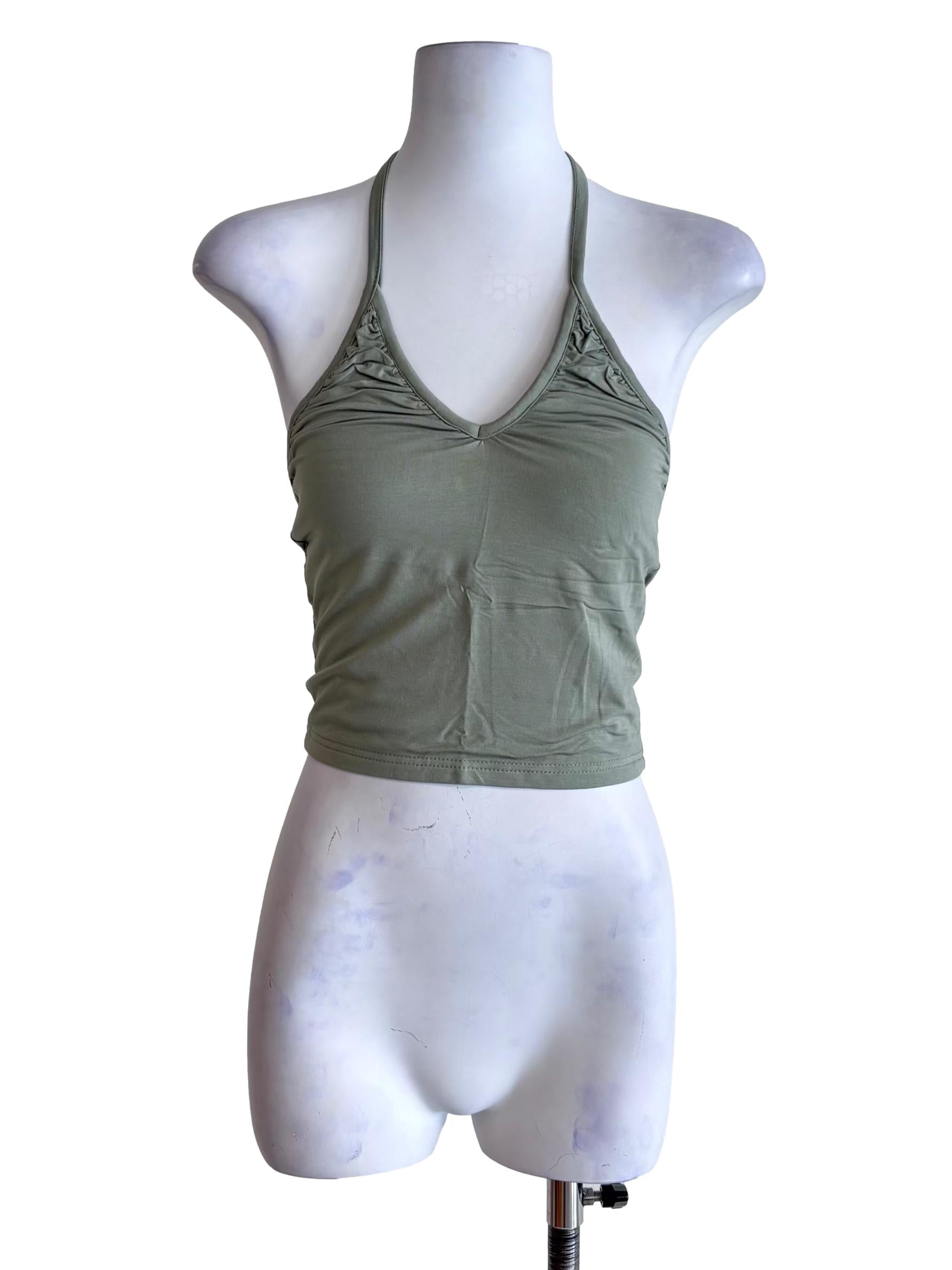 Green Celestine Ruched Halter Padded Top