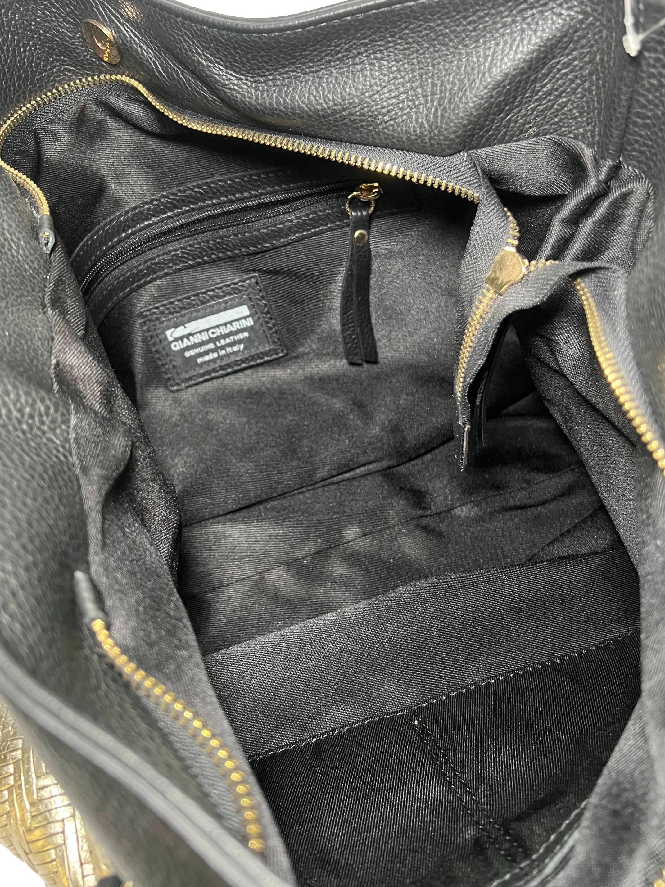Black Gold Leather Tote Bag CSN