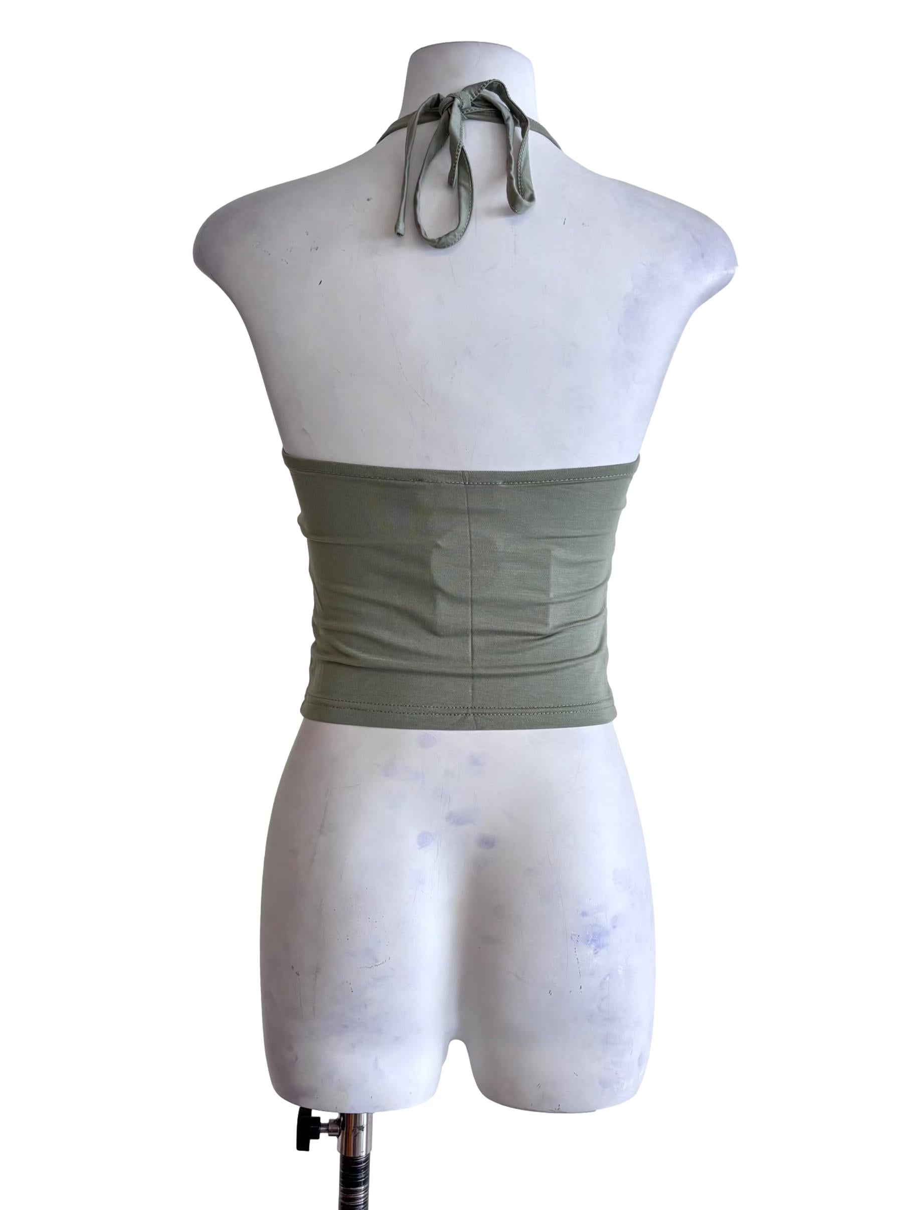 Green Celestine Ruched Halter Padded Top