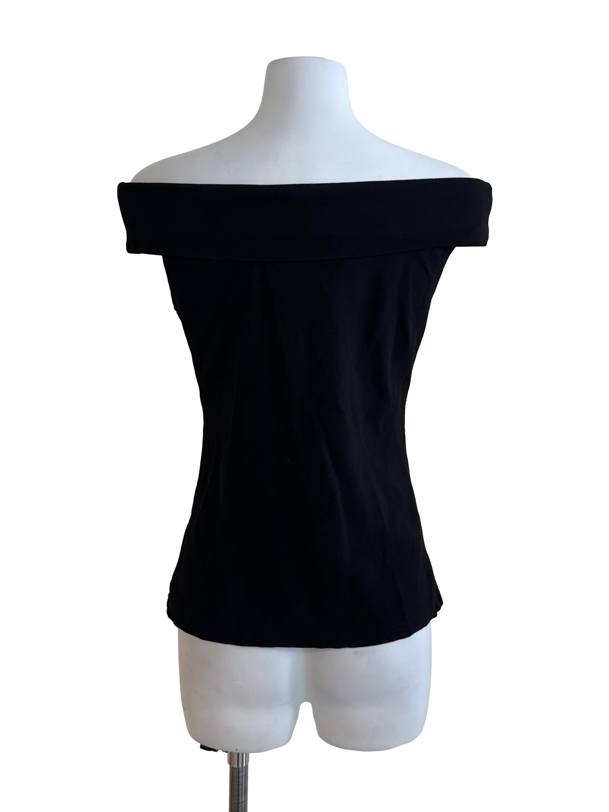 Rich Black Fitted Off Shoulder Top