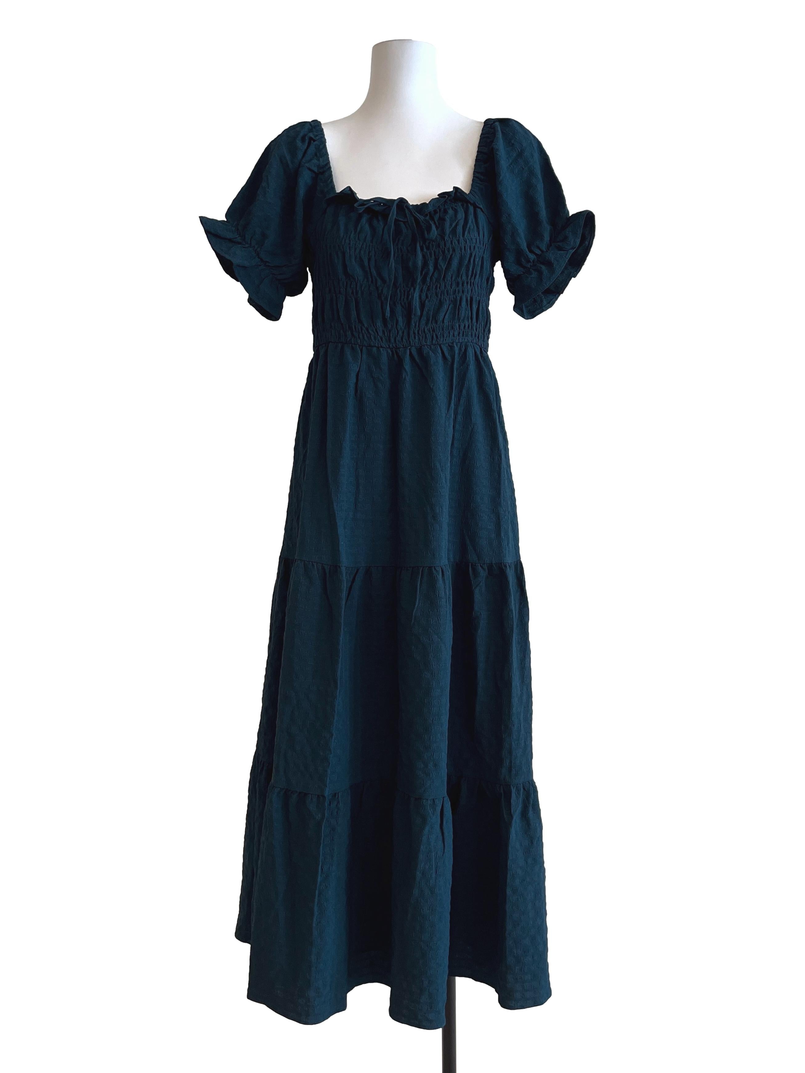 Peacock Blue Short Sleeve Dress