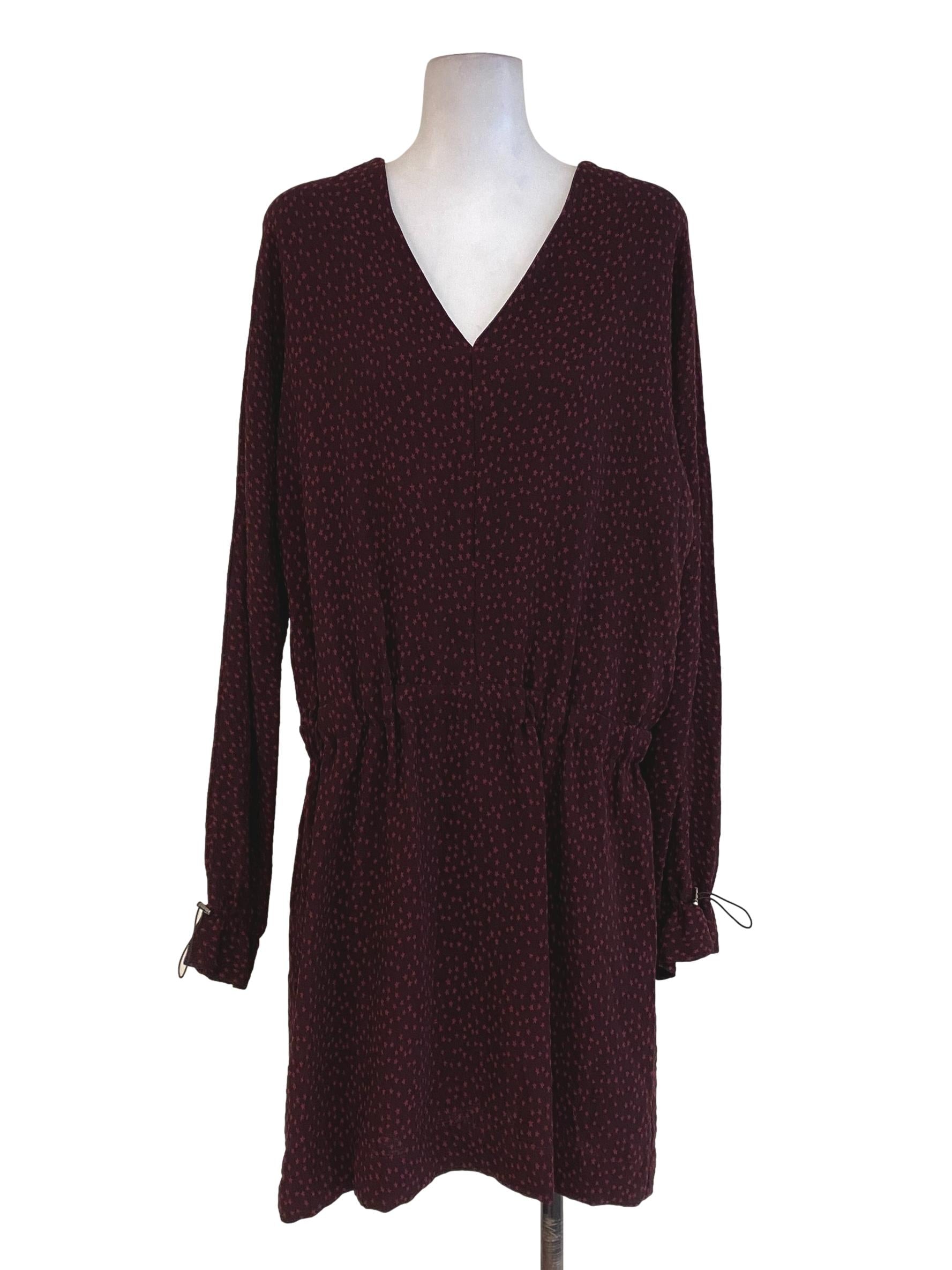 Maroon Star Patterned Dress