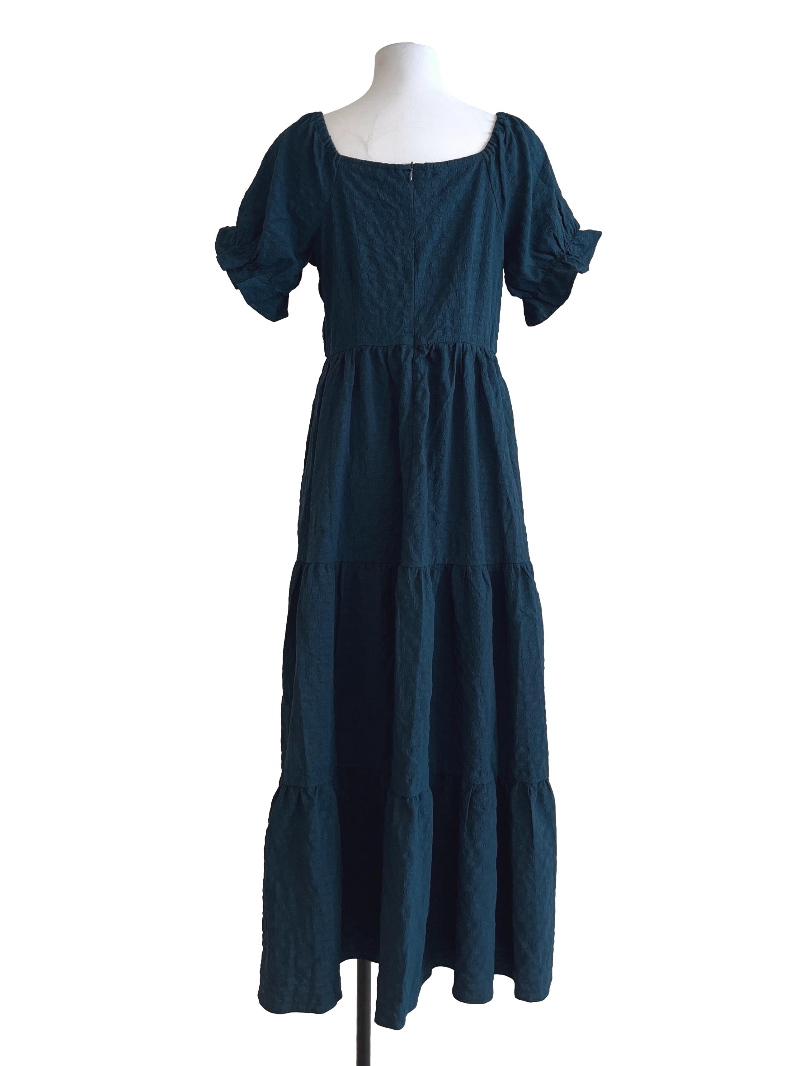 Peacock Blue Short Sleeve Dress