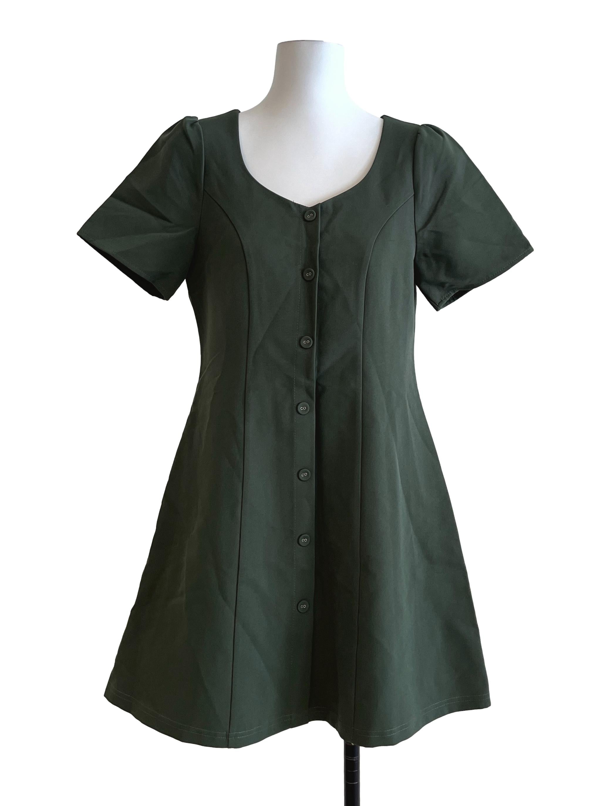 Pine Green Short Sleeve Dress