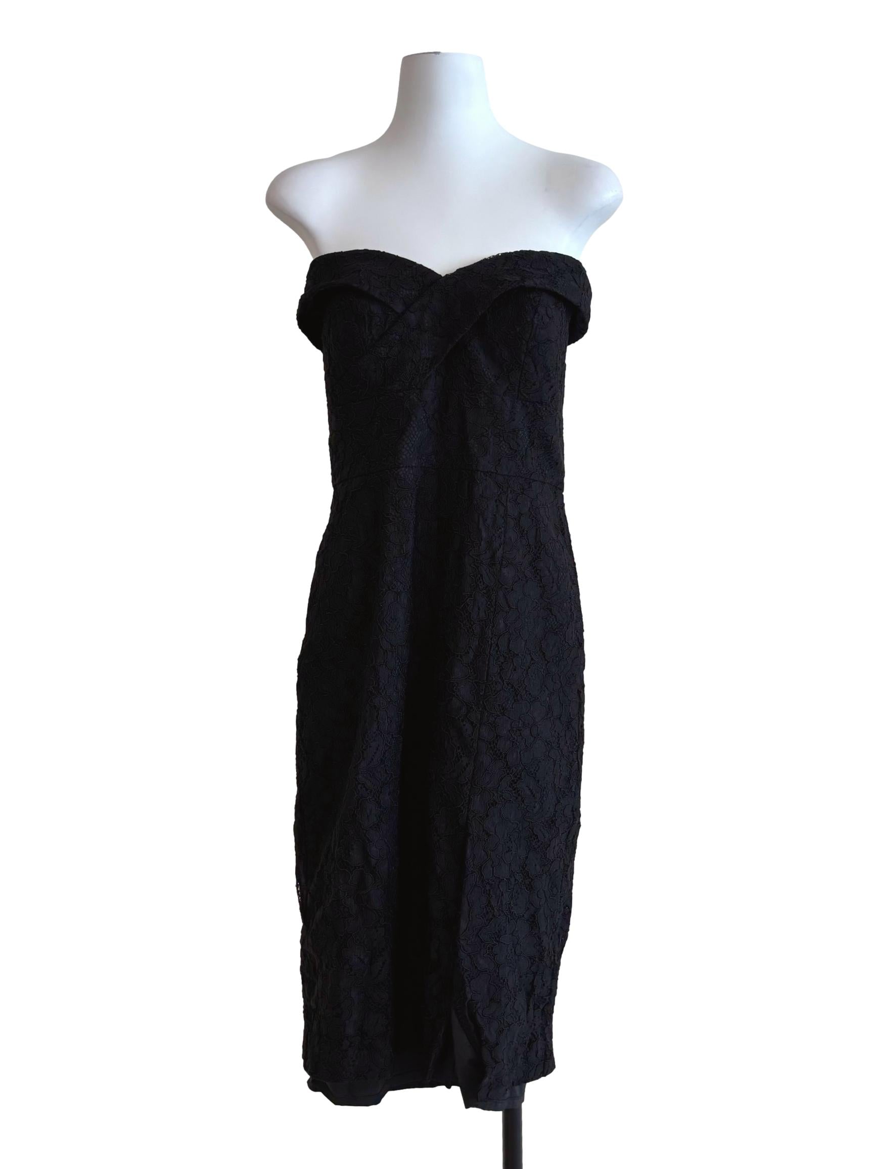 Rich Black Strapless Lace Dress
