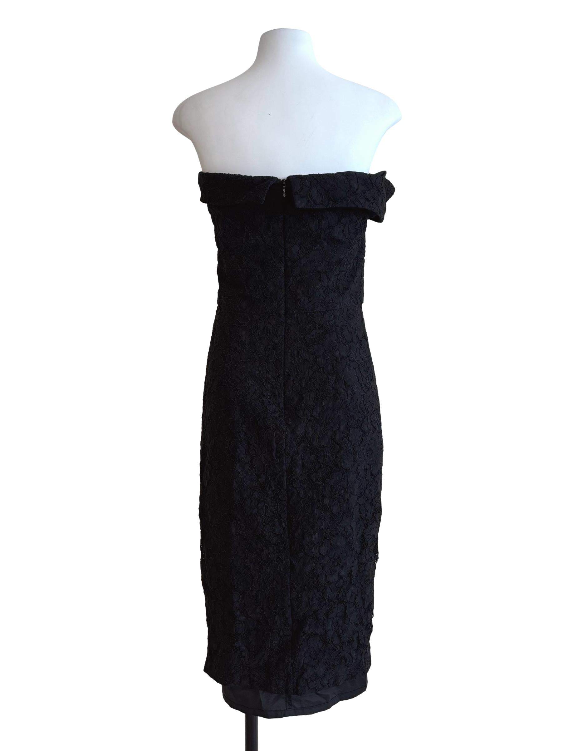Rich Black Strapless Lace Dress
