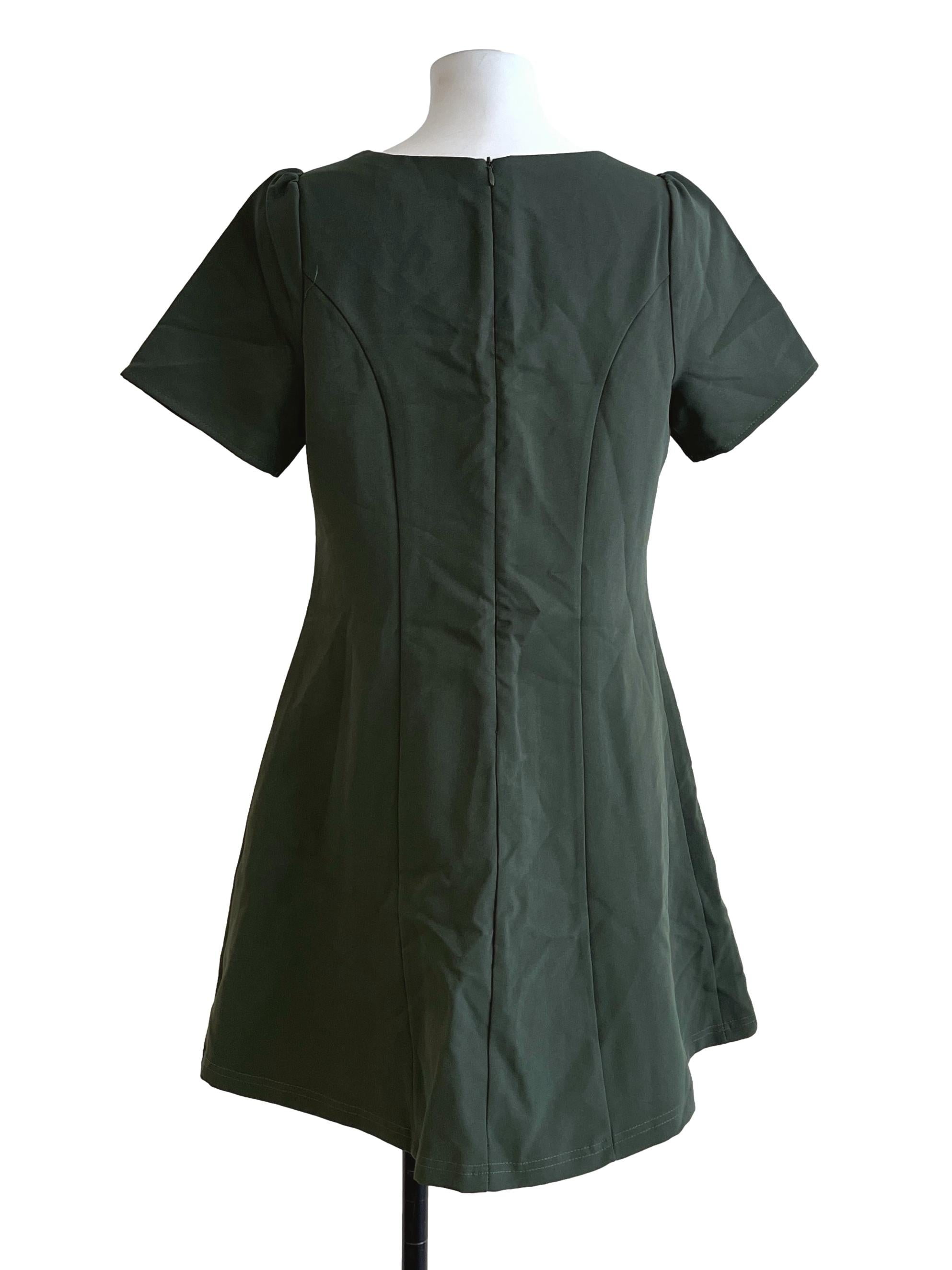 Pine Green Short Sleeve Dress